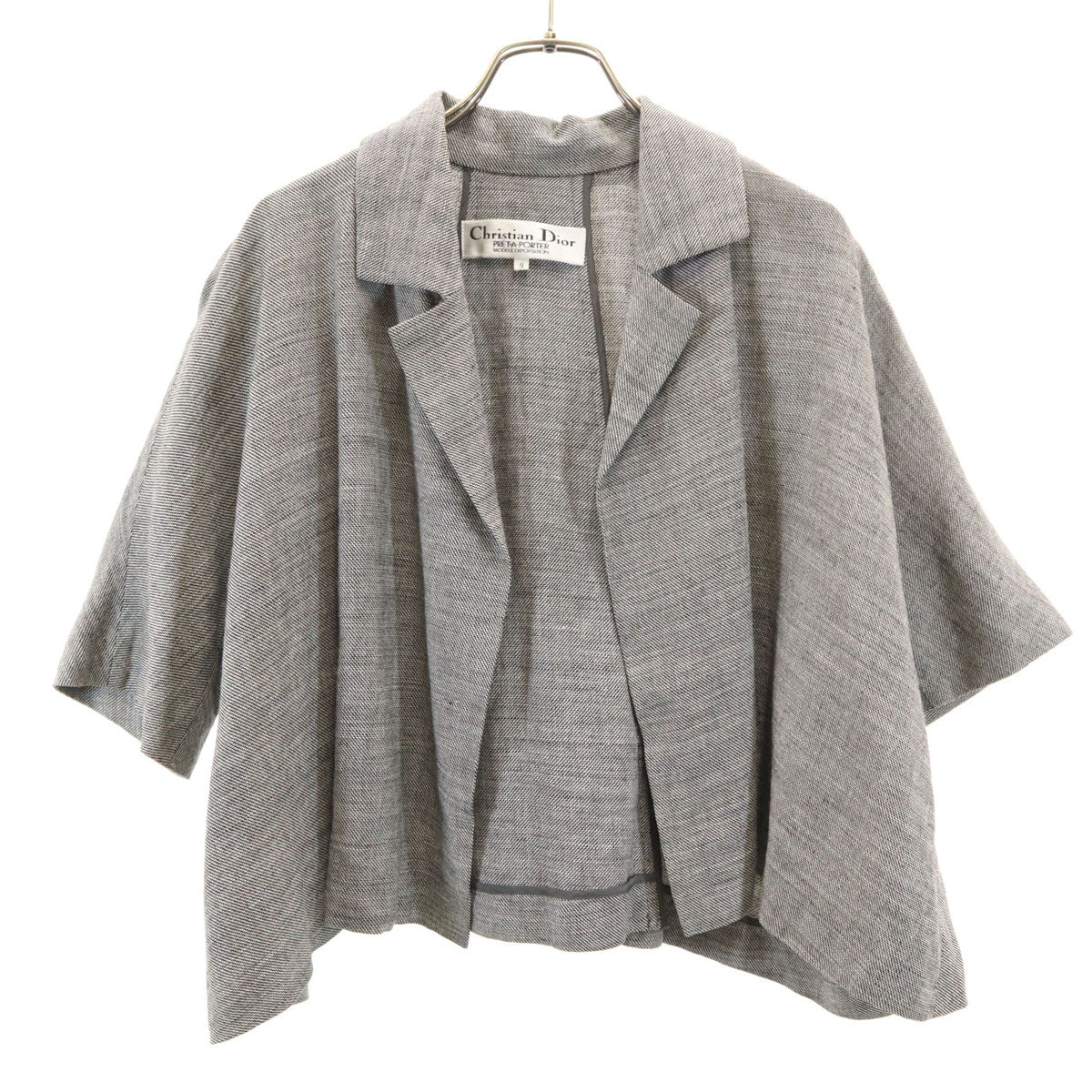 Christian Dior クリスチャンディオール 90s オールド 半袖 ジャケット 9 グレー系 レディース