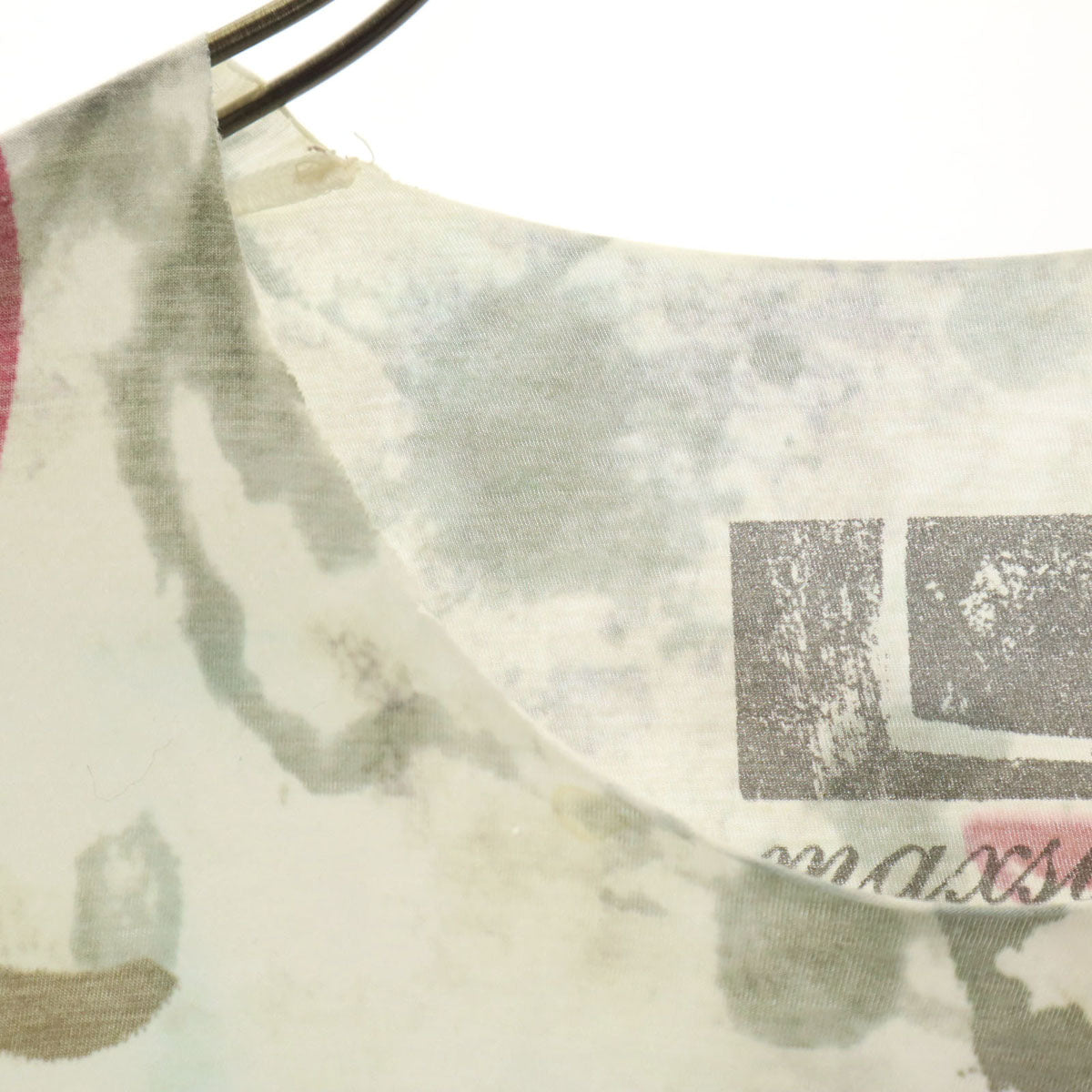 maxsix マックスシックス 日本製 総柄 半袖 ドクロ Tシャツ L オフホワイト系 レディース