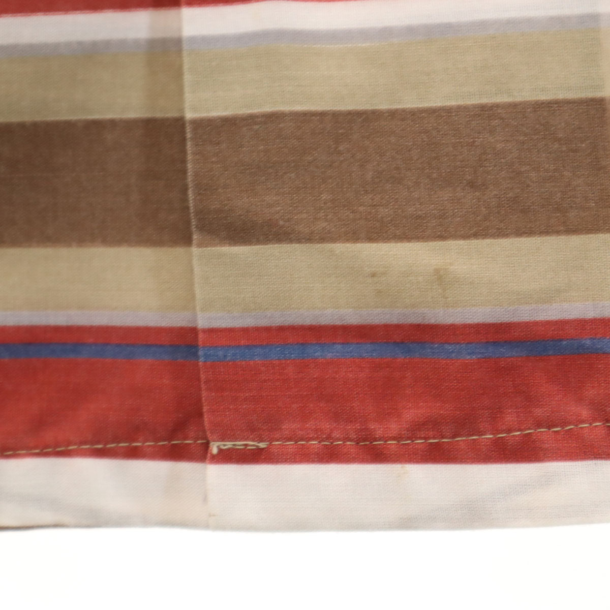 KENNINGTON ケニントン 70s 80s ヴィンテージ ボーダー柄 半袖 オープンカラーシャツ M ブラウン メンズ