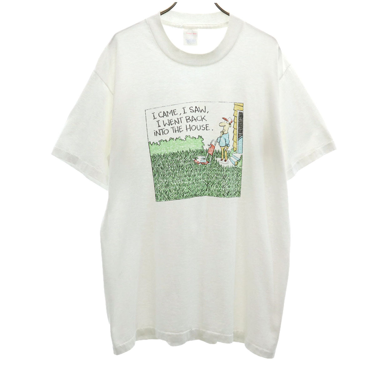 Center Star 90s オールド USA製 メッセージ プリント 半袖 Tシャツ XL ホワイト シングルステッチ メンズ