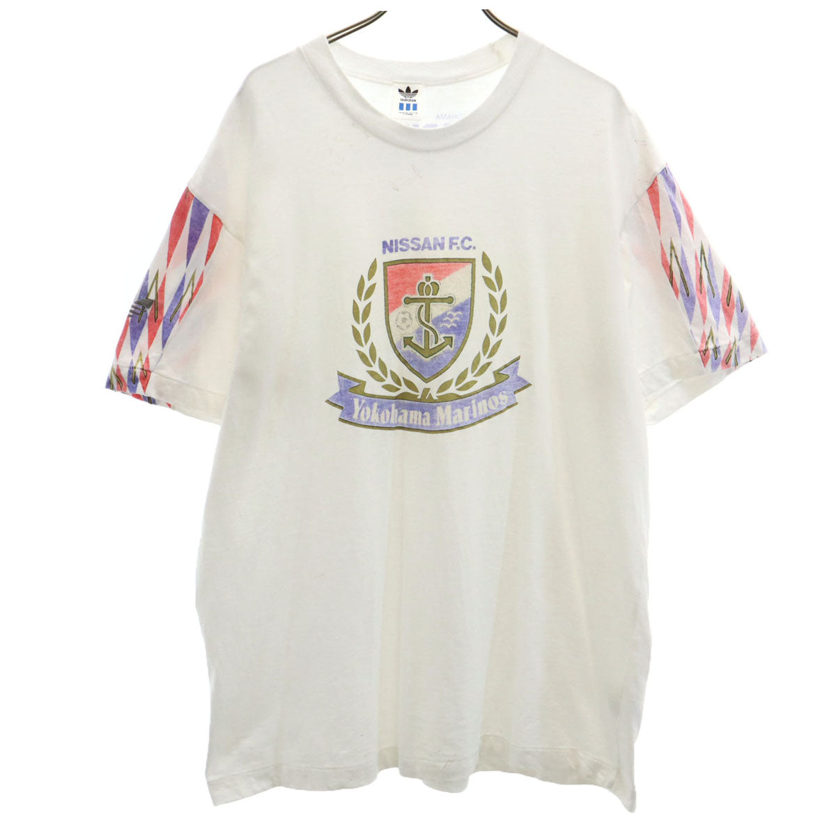 adidas アディダス 90s オールド 横浜マリノス プリント 半袖 Tシャツ L オフホワイト デサント メンズ