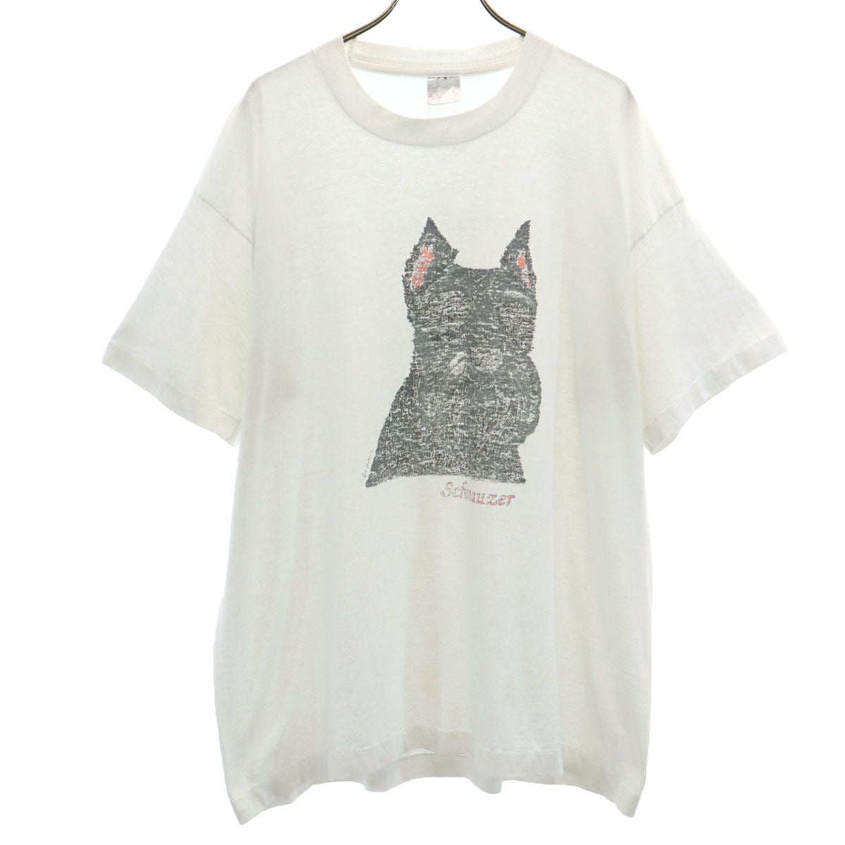 FRUIT OF THE LOOM BEST フルーツオブザルーム ベスト 90s オールド シュナウザー プリント 半袖 Tシャツ XL ホワイト シングルステッチ 犬 ドッグ メンズ