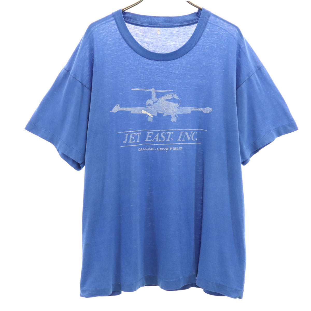70s 80s ヴィンテージ JET EAST 半袖 Tシャツ ブルー シングルステッチ 企業モノ メンズ