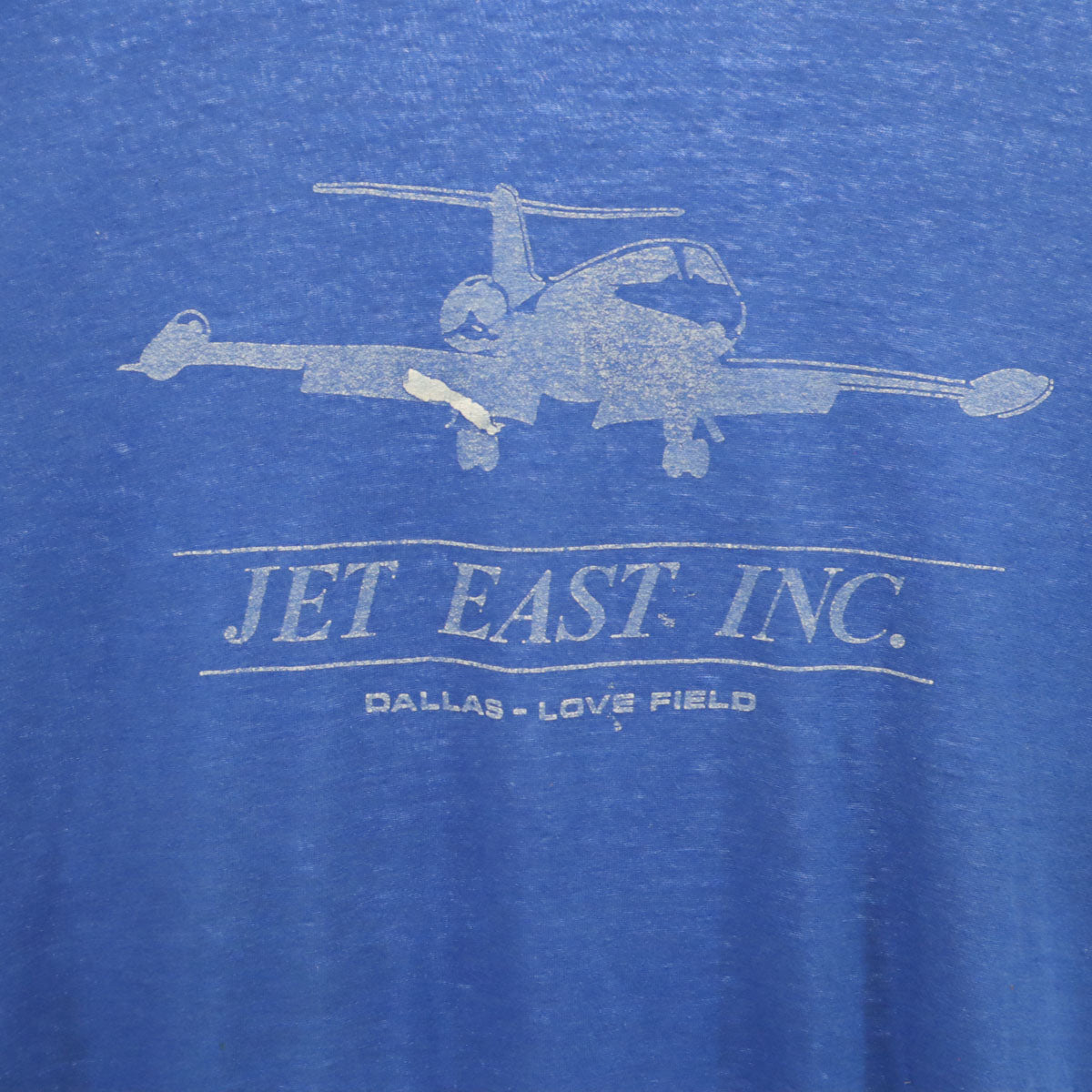 70s 80s ヴィンテージ JET EAST 半袖 Tシャツ ブルー シングルステッチ 企業モノ メンズ