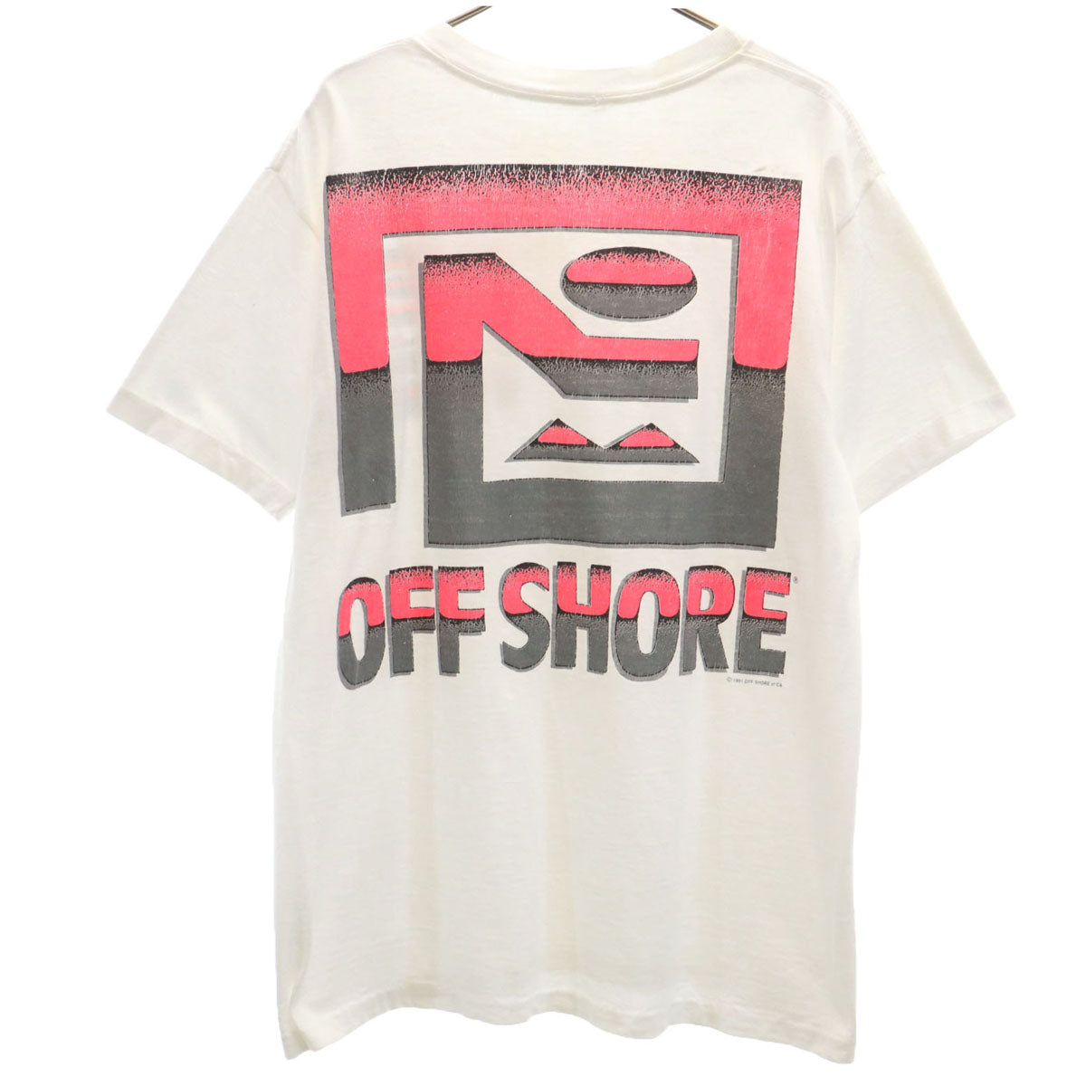 OFF SHORE オフショア 90s USA製 オールド バックロゴ 半袖 Tシャツ M ホワイト シングルステッチ メンズ