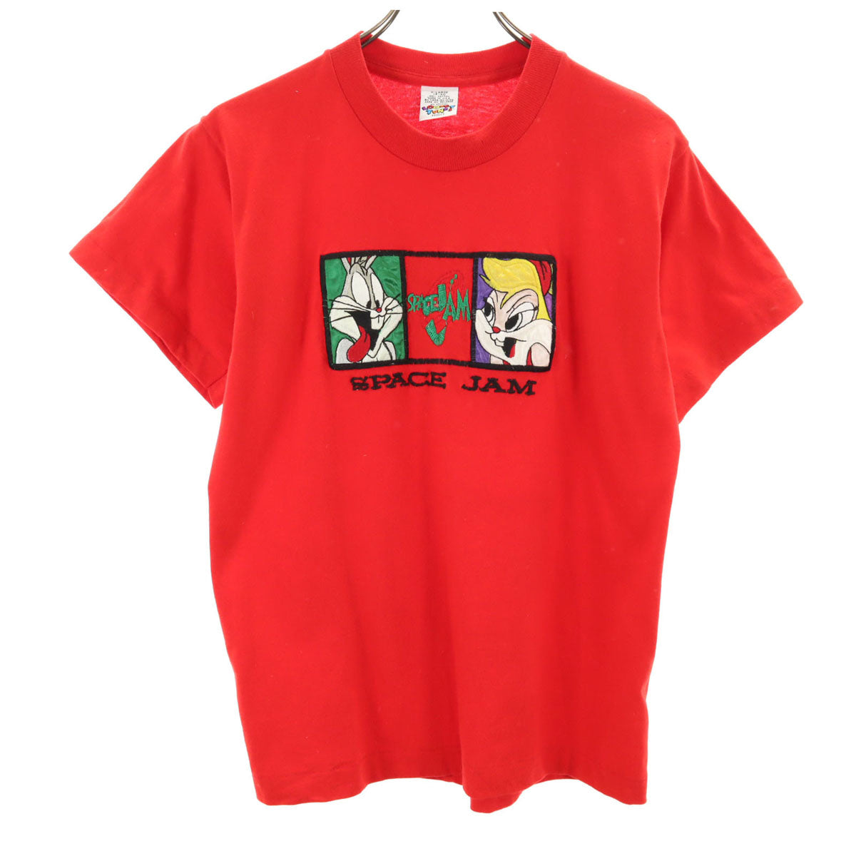LOONEY TUNES ルーニーテューンズ 90s USA製 オールド SPACE JAM 刺繍 半袖 Tシャツ XL レッド レディース