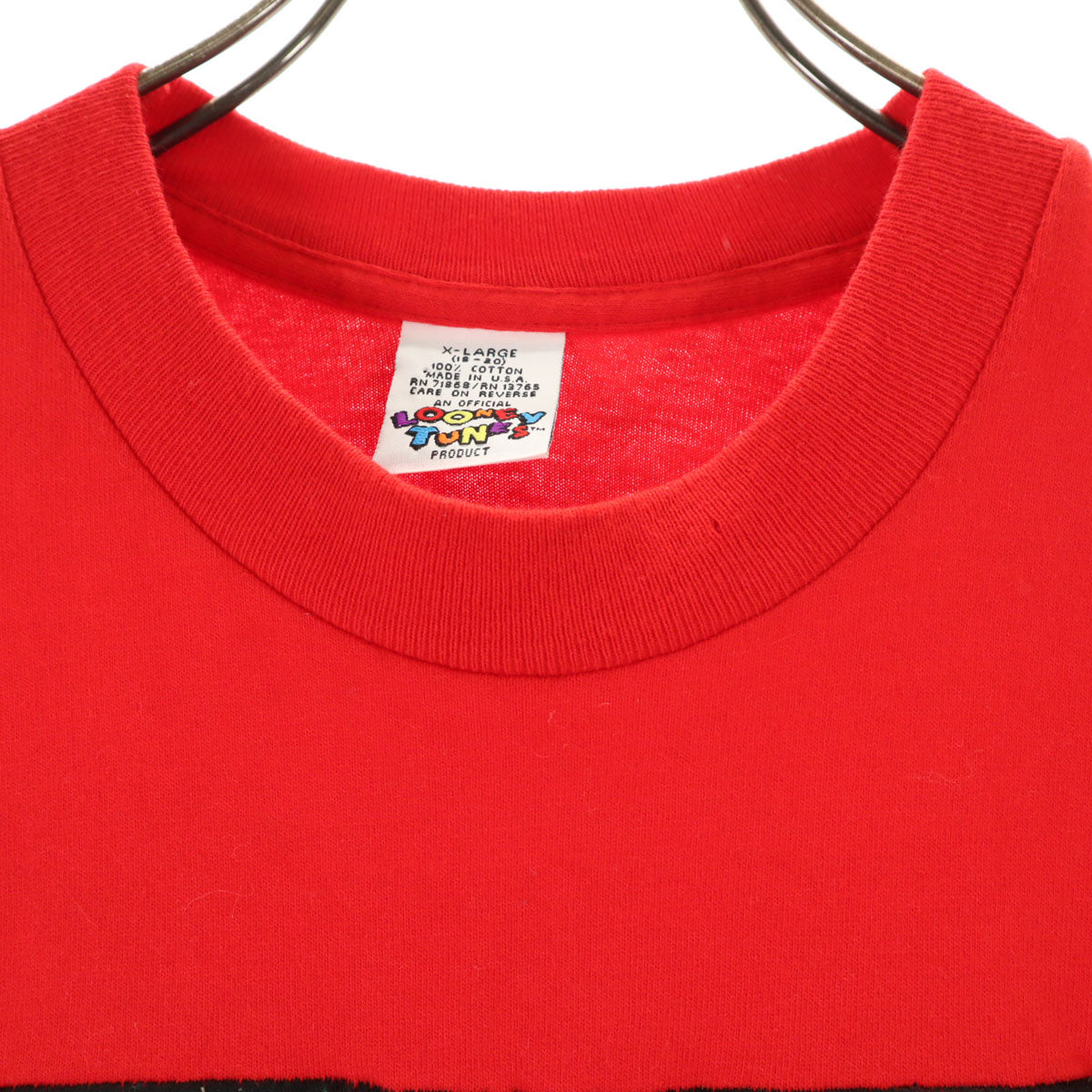 LOONEY TUNES ルーニーテューンズ 90s USA製 オールド SPACE JAM 刺繍 半袖 Tシャツ XL レッド レディース