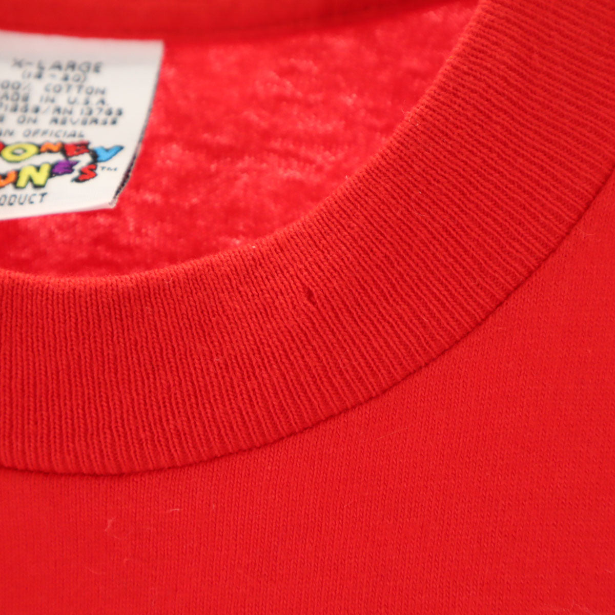 LOONEY TUNES ルーニーテューンズ 90s USA製 オールド SPACE JAM 刺繍 半袖 Tシャツ XL レッド レディース