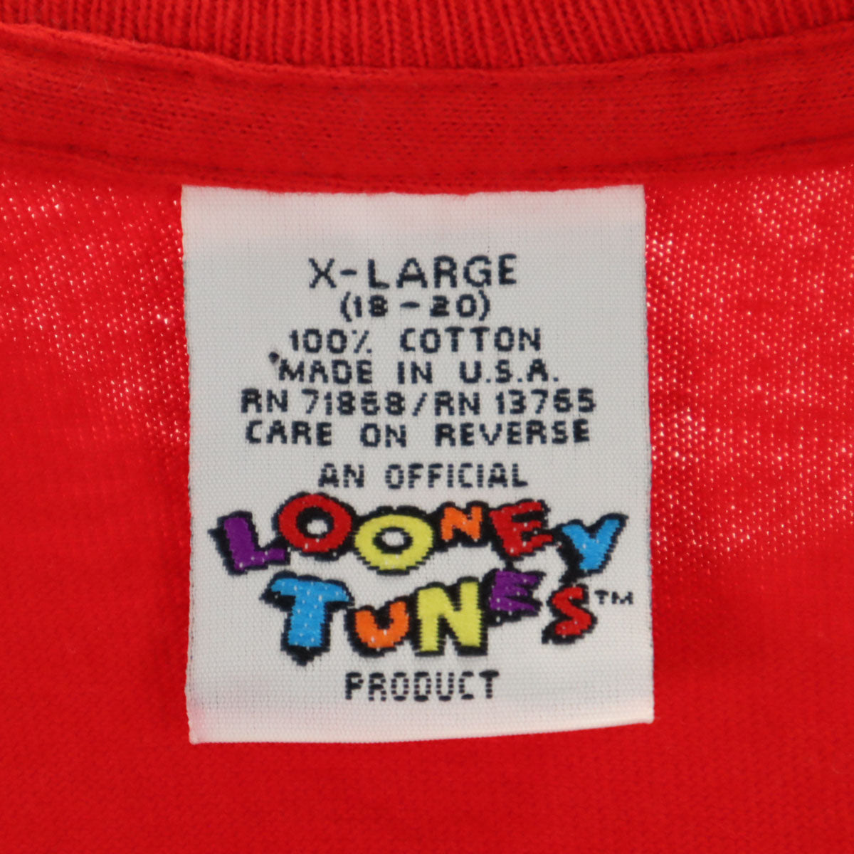 LOONEY TUNES ルーニーテューンズ 90s USA製 オールド SPACE JAM 刺繍 半袖 Tシャツ XL レッド レディース