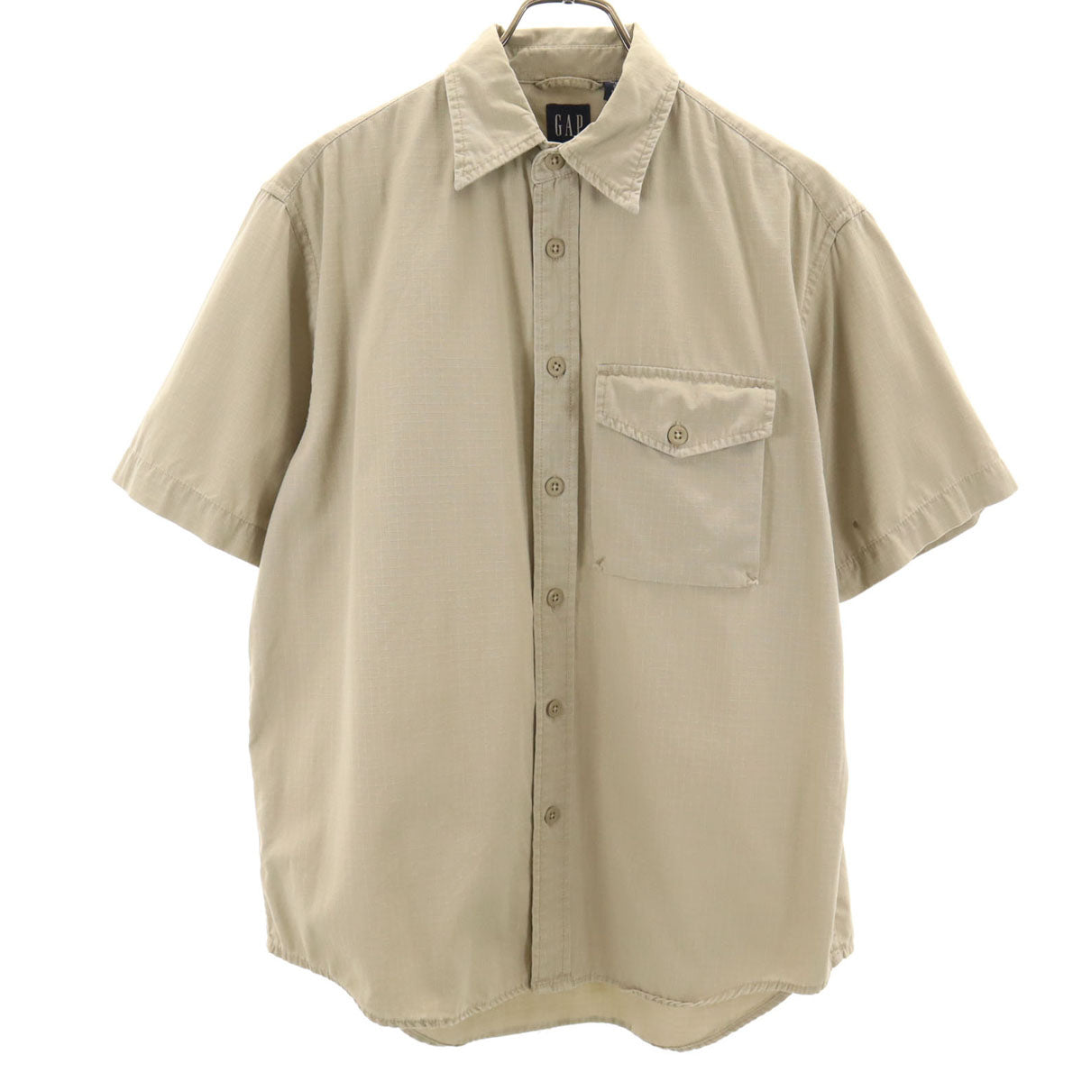 GAP ギャップ オールド 半袖 コットンシャツ S グレージュ メンズ