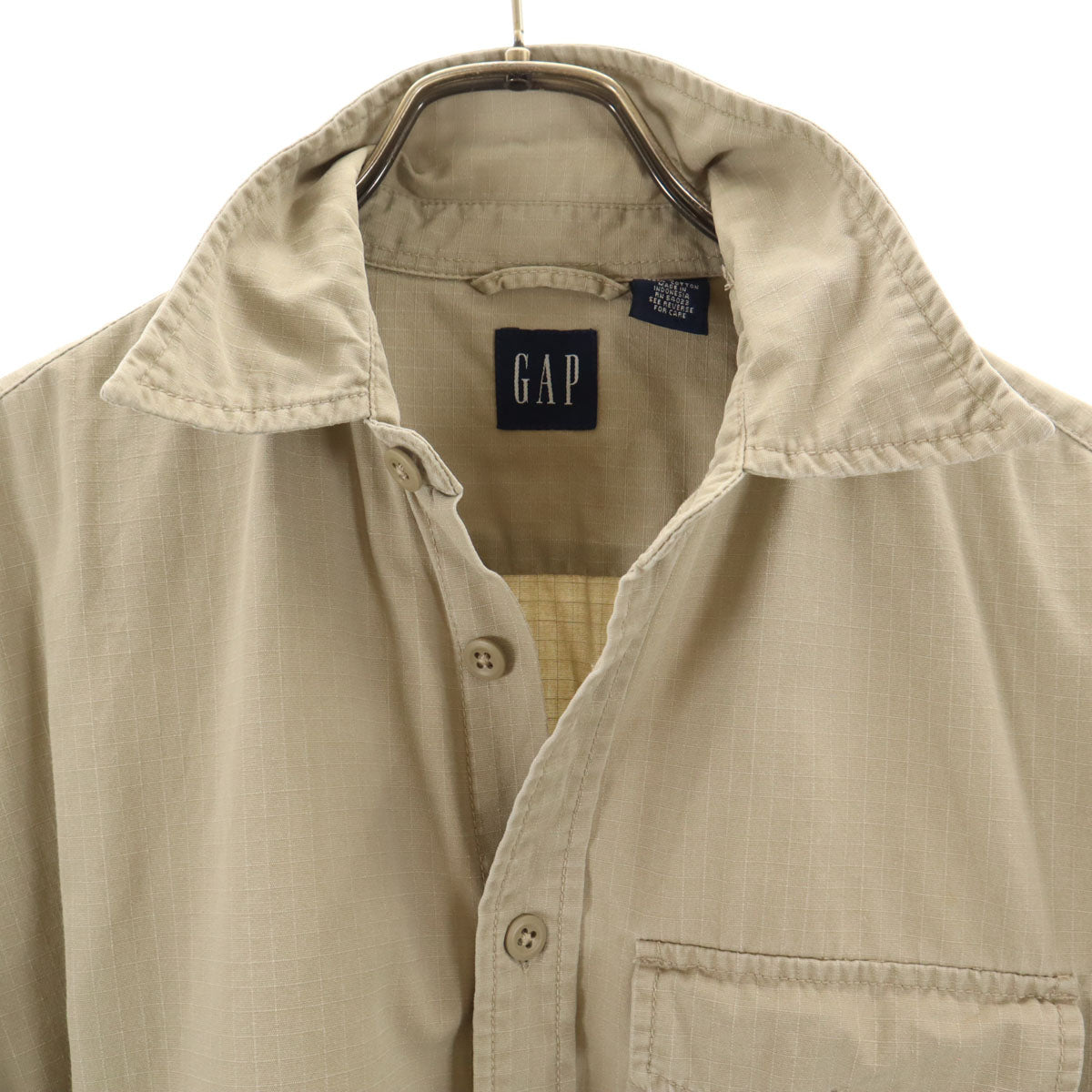 GAP ギャップ オールド 半袖 コットンシャツ S グレージュ メンズ