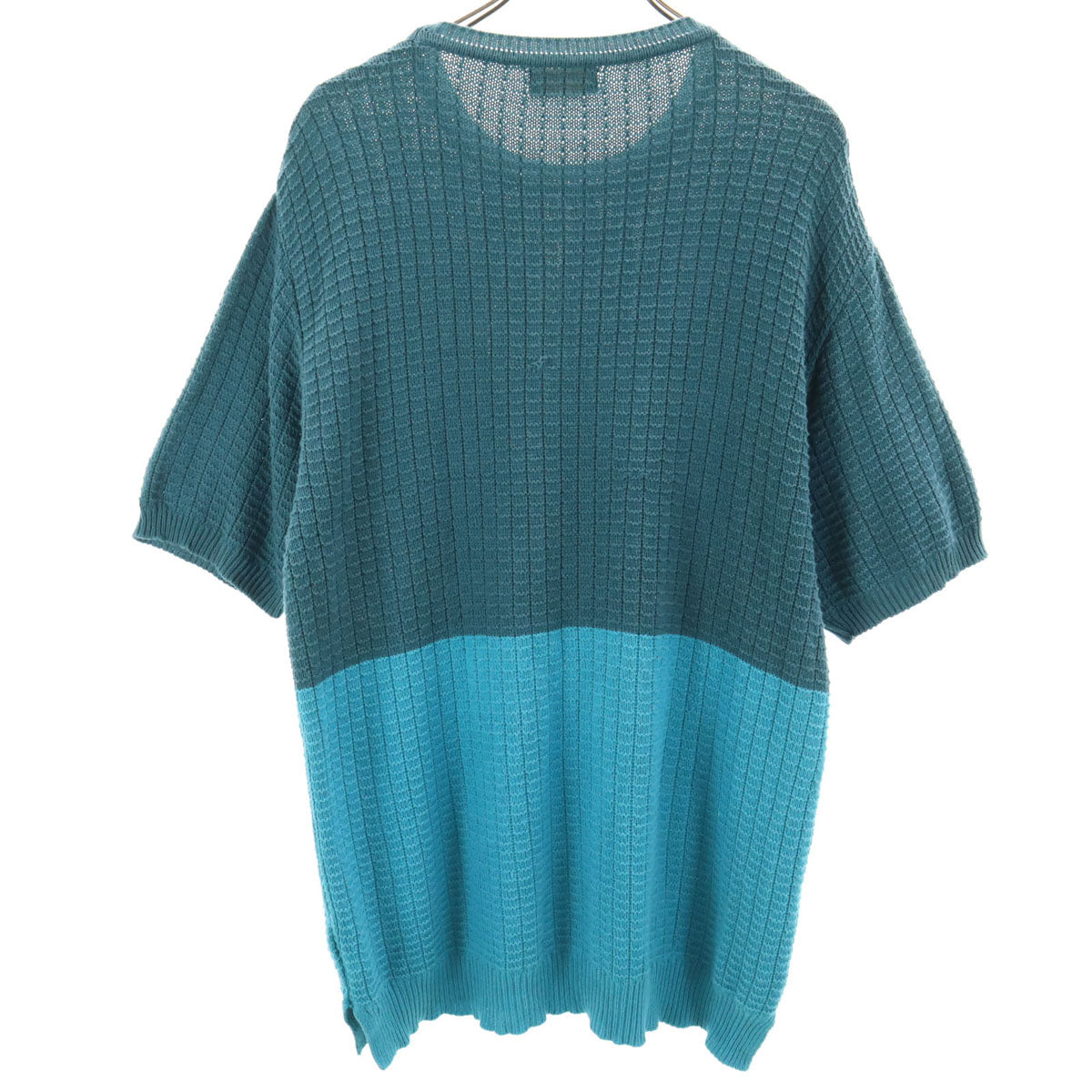 FACTOTUM ファクトタム 日本製 バイカラー 半袖 セーター 36 ブルー系 ニット メンズ