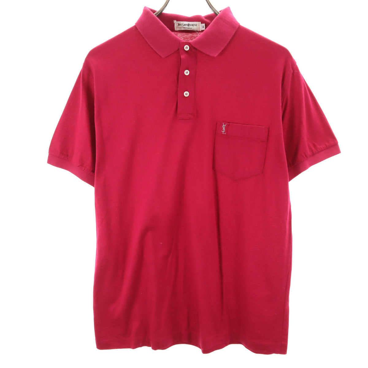 YVES SAINT LAURENT イヴサンローラン 80s 90s オールド 半袖 ポロシャツ M ボルドー系 メンズ