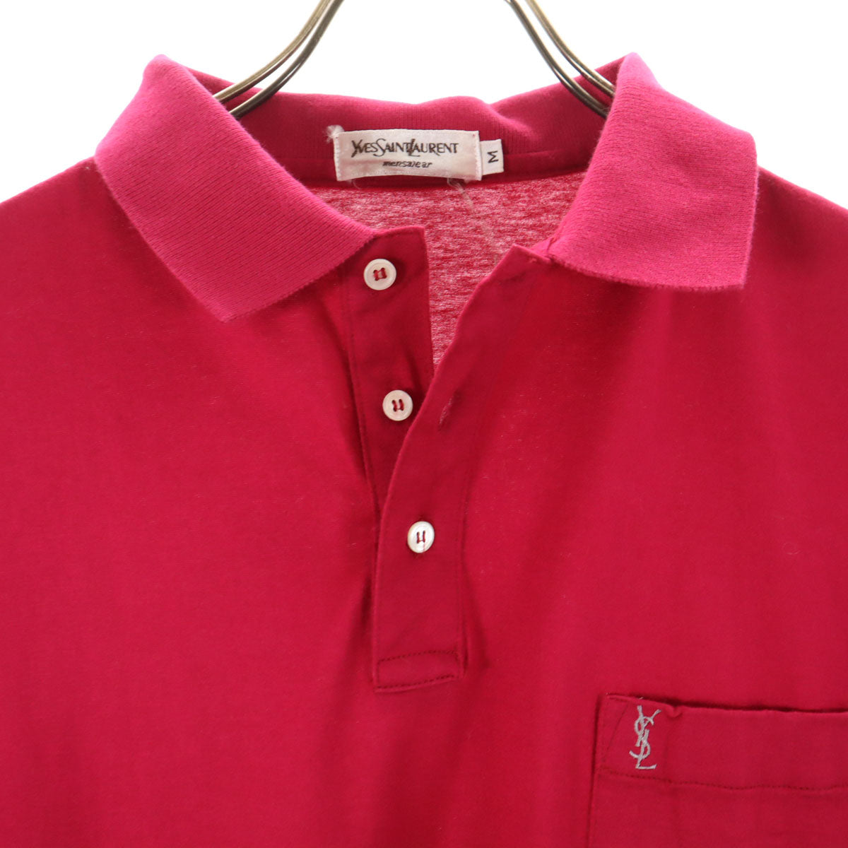 YVES SAINT LAURENT イヴサンローラン 80s 90s オールド 半袖 ポロシャツ M ボルドー系 メンズ