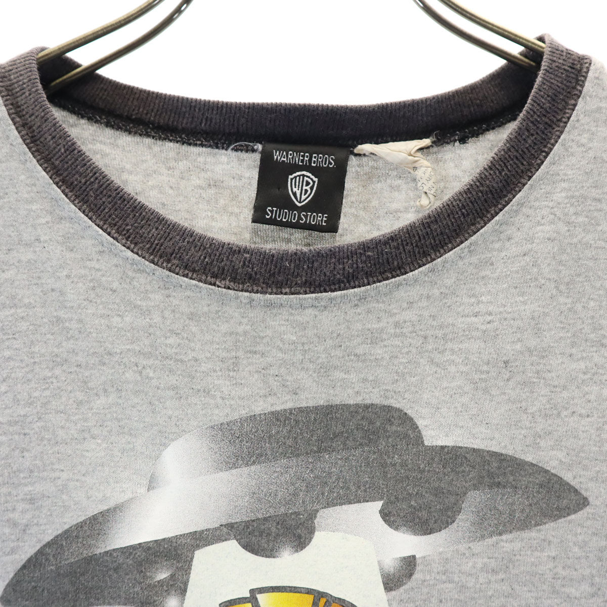 WARNER BROS STUDIO STORE ワーナーブラザーズ スタジオストア 90s USA製 オールド ルーニーテューンズ マービン・ザ・マーシャン 半袖 リンガー Tシャツ M グレー メンズ
