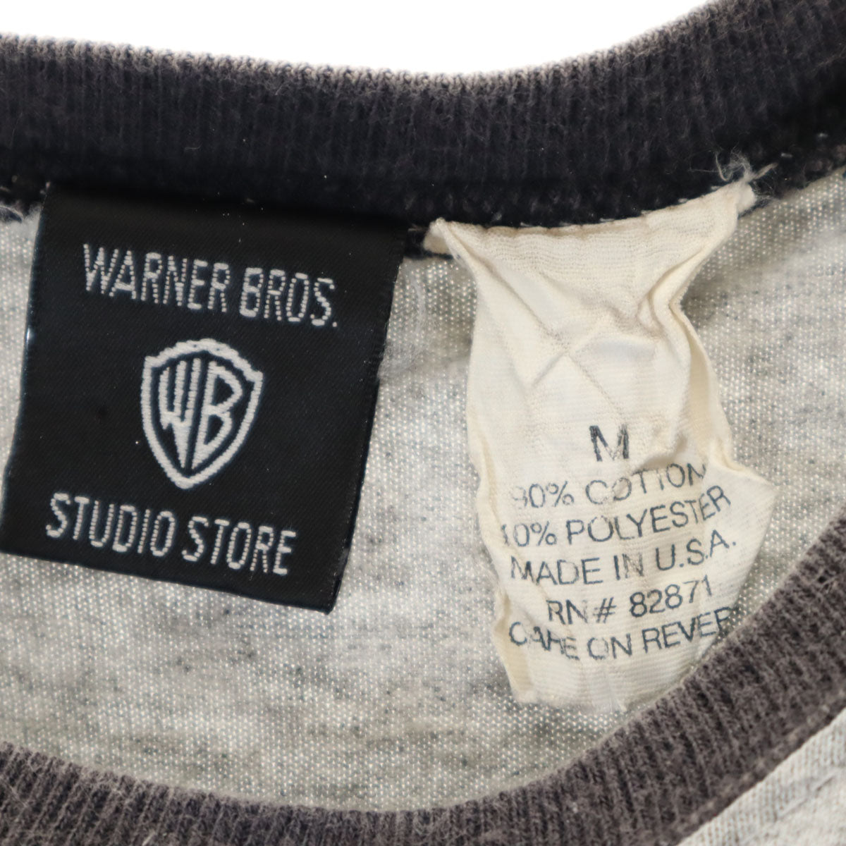 WARNER BROS STUDIO STORE ワーナーブラザーズ スタジオストア 90s USA製 オールド ルーニーテューンズ マービン・ザ・マーシャン 半袖 リンガー Tシャツ M グレー メンズ