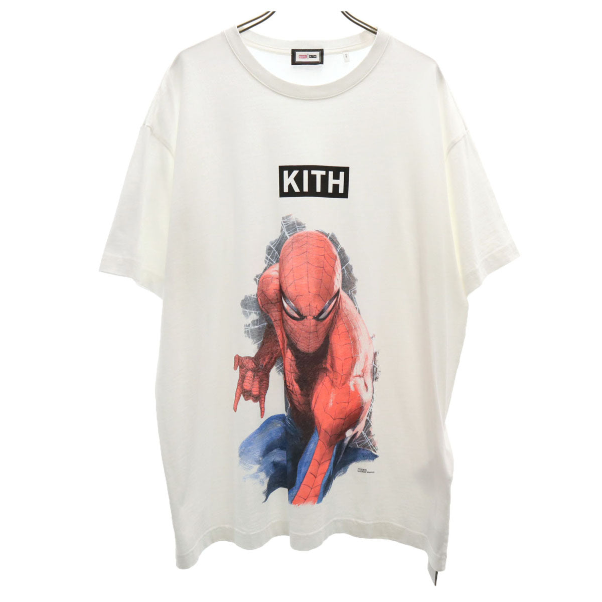 MARVEL マーベル KITH キス コラボ 未使用 半袖 Tシャツ L 白 スパイダーマン タグ付き メンズ