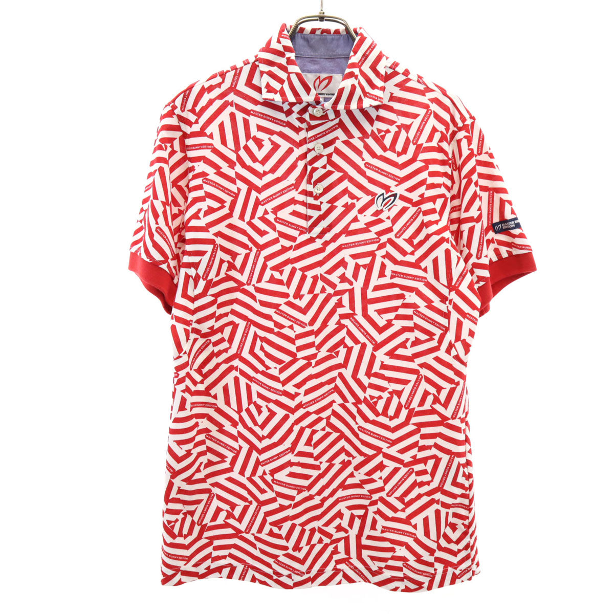 MASTER BUNNY EDITION マスターバニーエディション 日本製 総柄 ゴルフ 半袖 ポロシャツ 4 レッド メンズ
