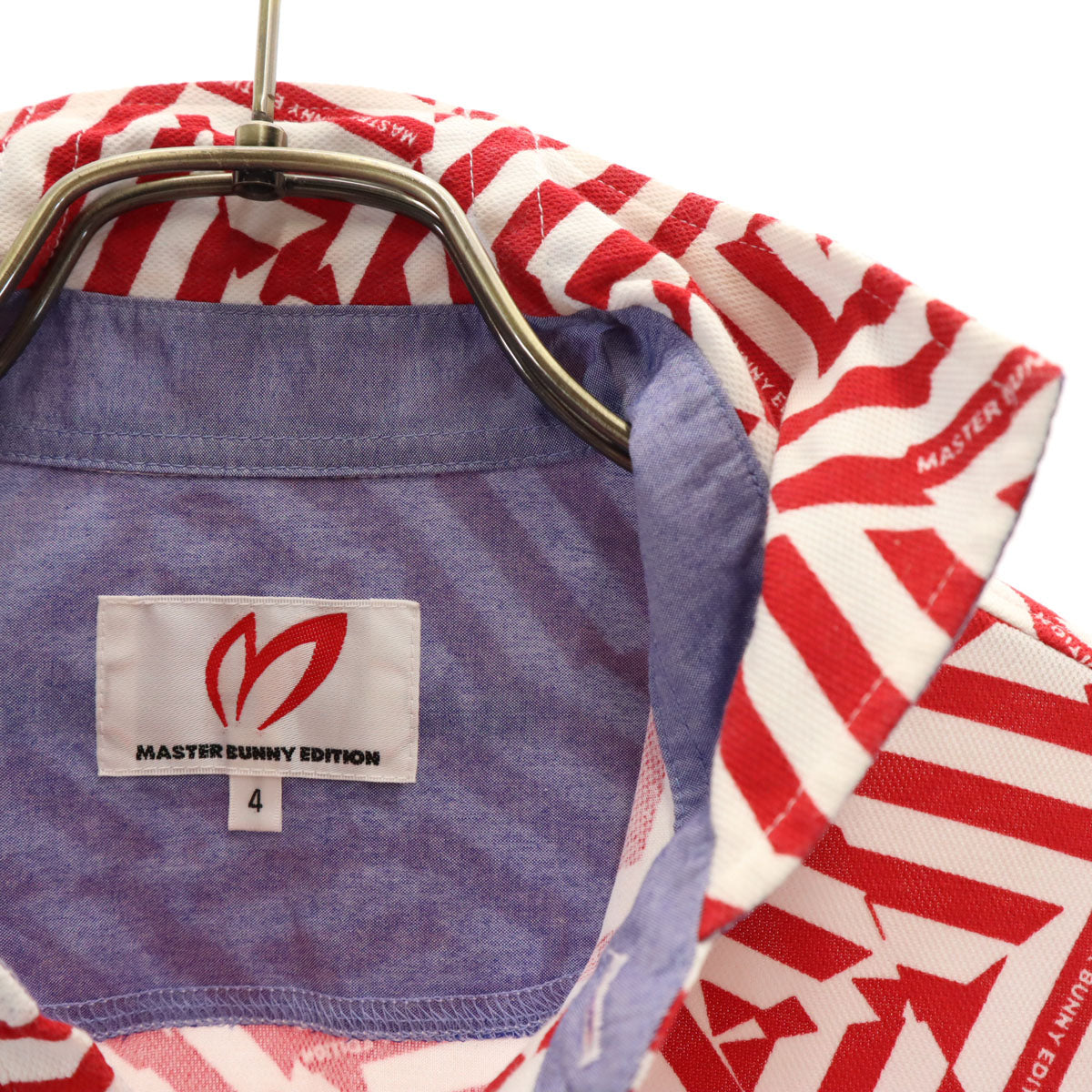 MASTER BUNNY EDITION マスターバニーエディション 日本製 総柄 ゴルフ 半袖 ポロシャツ 4 レッド メンズ