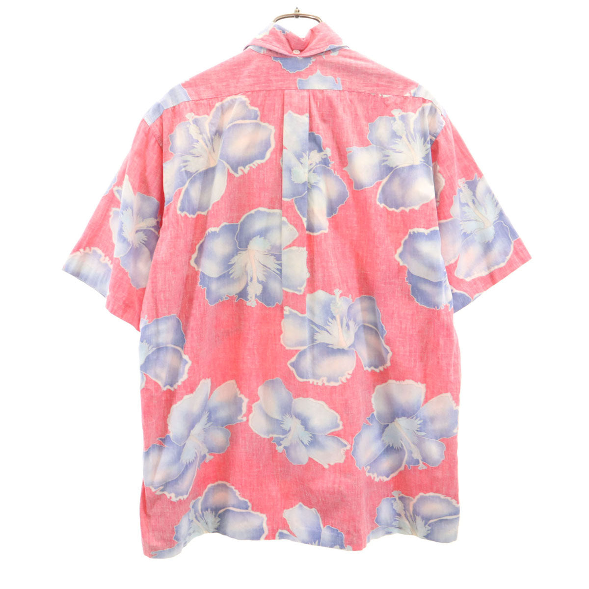 reyn spooner レインスプーナー 80s 金タグ ヴィンテージ リバースプリント ハイビスカス柄 半袖 ボタンダウン アロハシャツ レッド系 プルオーバー メンズ