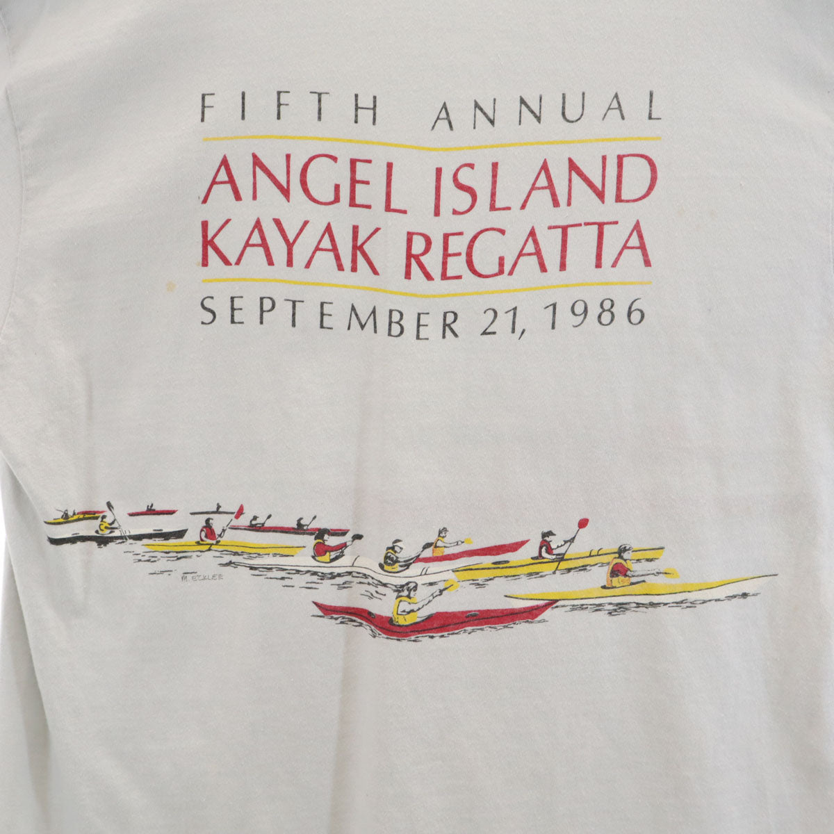 Hanes ヘインズ 80s USA製 ヴィンテージ カヤック プリント 半袖 Tシャツ L グレー BEEFY-T シングルステッチ メンズ