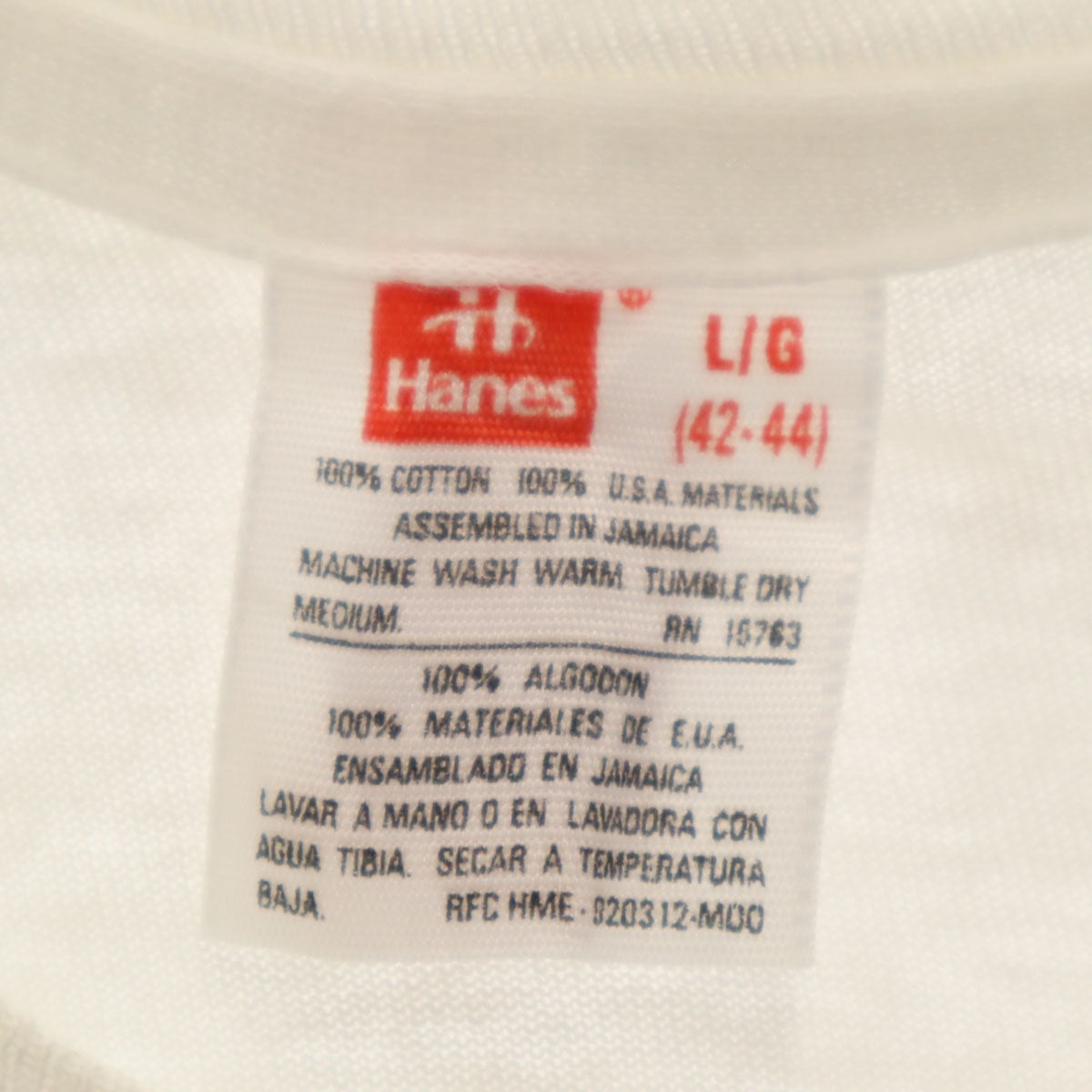 Hanes ヘインズ 半袖 Tシャツ L ホワイト シングルステッチ メンズ