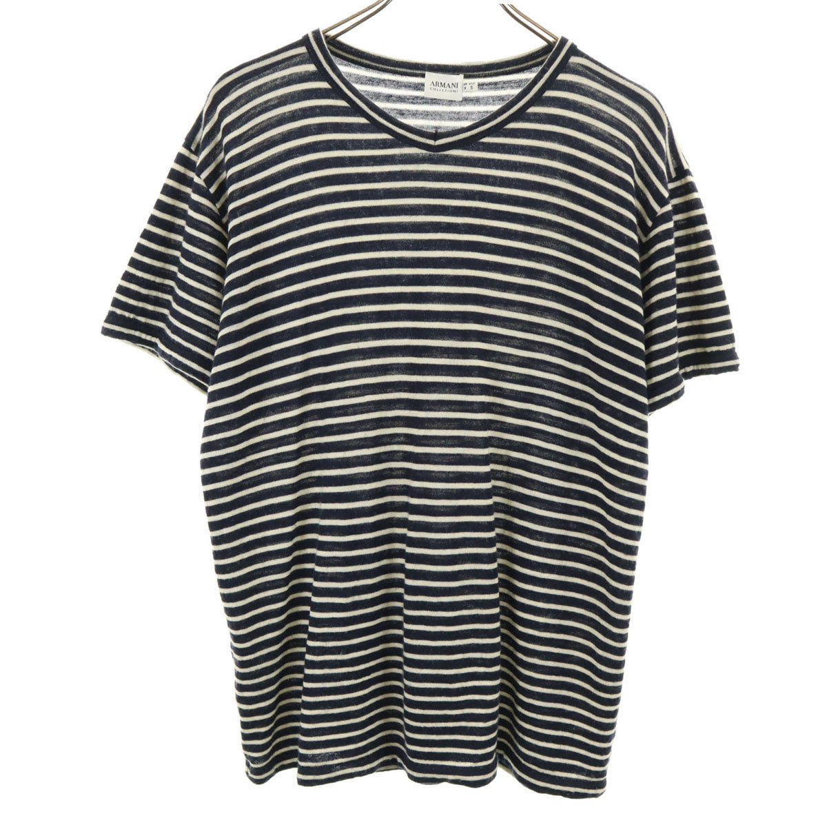 ARMANI COLLEZIONI アルマーニコレッツォーニ ボーダー柄 半袖 ニット M 濃紺 レディース