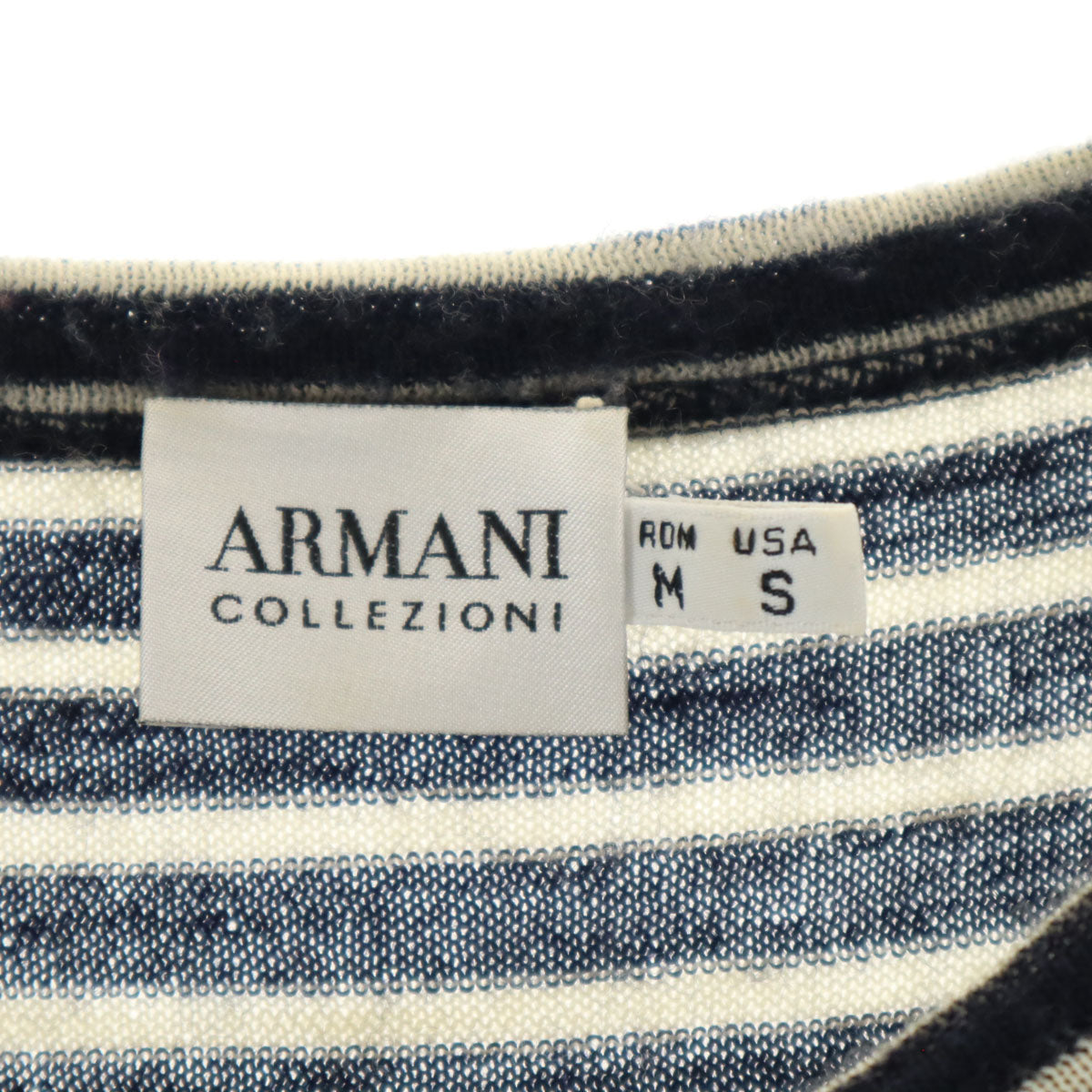 ARMANI COLLEZIONI アルマーニコレッツォーニ ボーダー柄 半袖 ニット M 濃紺 レディース