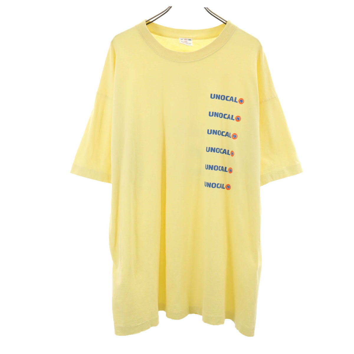 PRETTY&HANDSOME 90s USA製 オールド バックプリント UNOCAL76 半袖 Tシャツ XXL イエロー シングルステッチ 企業モノ ビッグサイズ メンズ