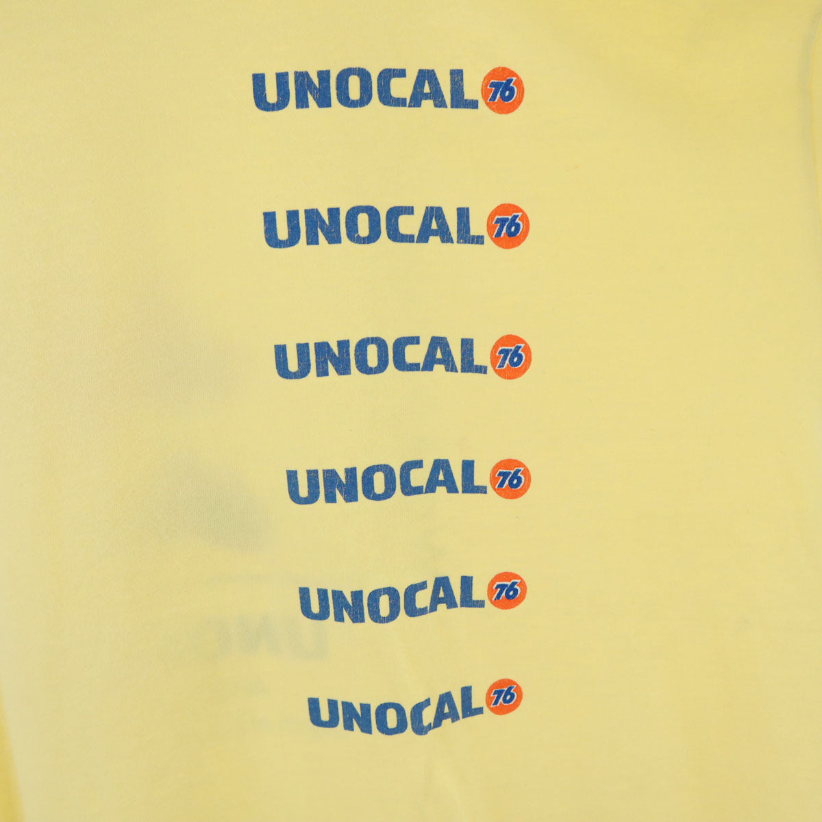 PRETTY&HANDSOME 90s USA製 オールド バックプリント UNOCAL76 半袖 Tシャツ XXL イエロー シングルステッチ 企業モノ ビッグサイズ メンズ