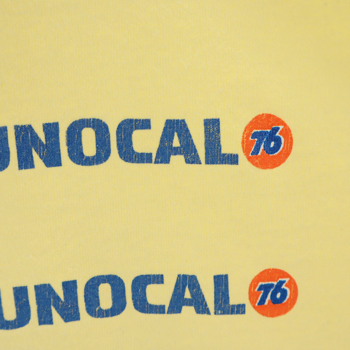 PRETTY&HANDSOME 90s USA製 オールド バックプリント UNOCAL76 半袖 Tシャツ XXL イエロー シングルステッチ 企業モノ ビッグサイズ メンズ