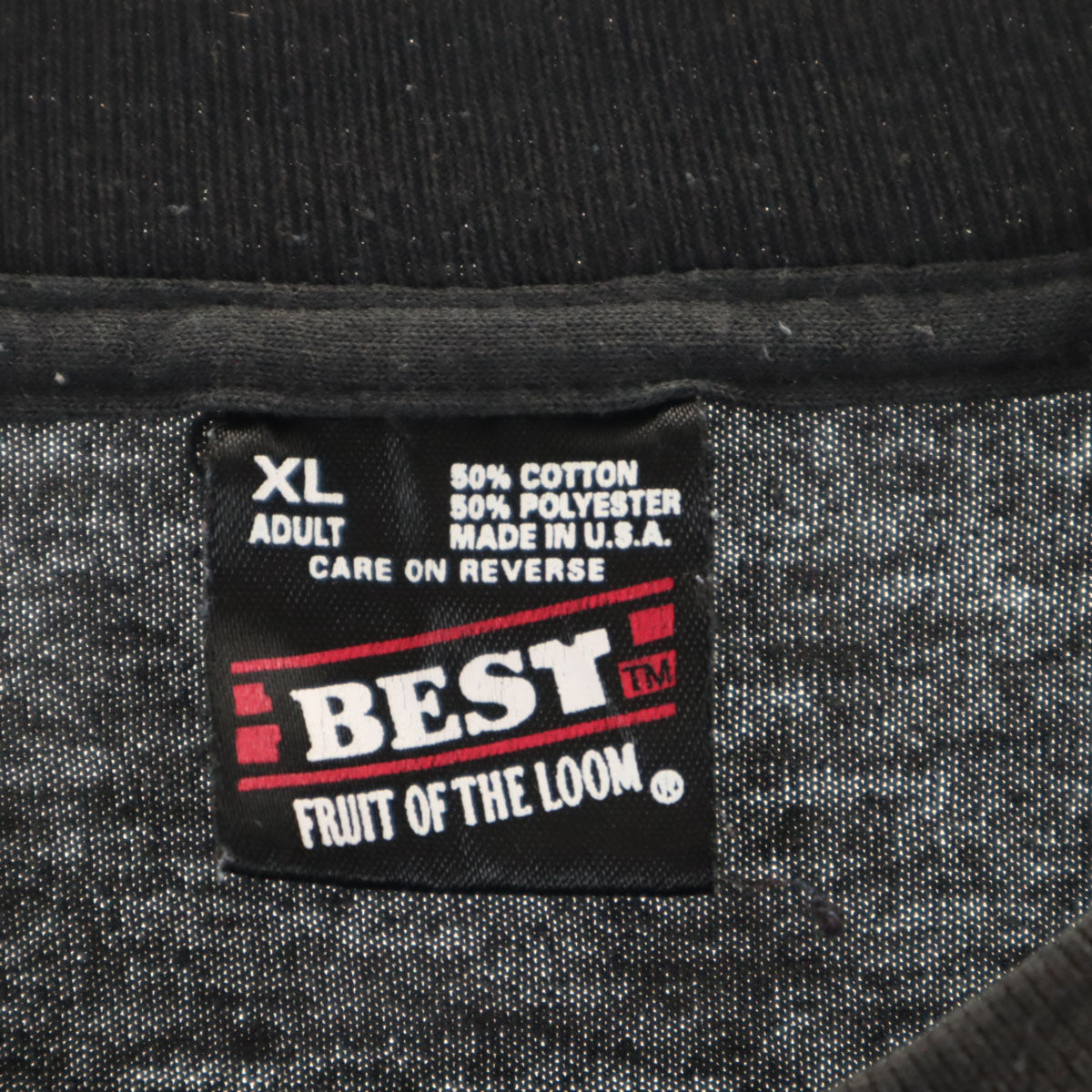 FRUIT OF THE LOOM BEST フルーツオブザルーム ベスト 90s オールド USA製 DELCO 半袖 Tシャツ XL チャコールブラック シングルステッチ ポケT 企業モノ メンズ