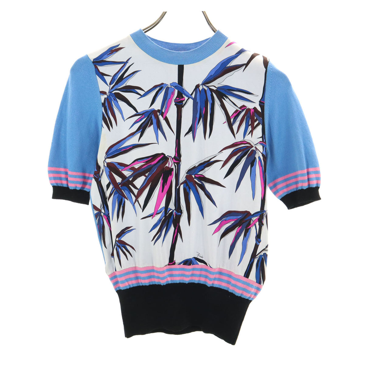 Emilio Pucci エミリオプッチ イタリア製 半袖 セーター XS ブルー系 レディース