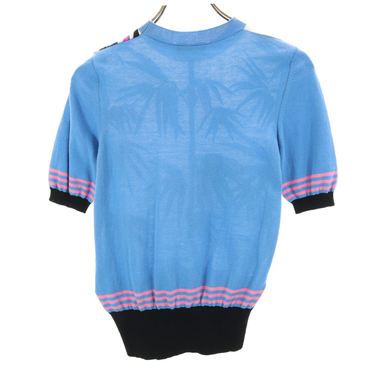 Emilio Pucci エミリオプッチ イタリア製 半袖 セーター XS ブルー系 レディース