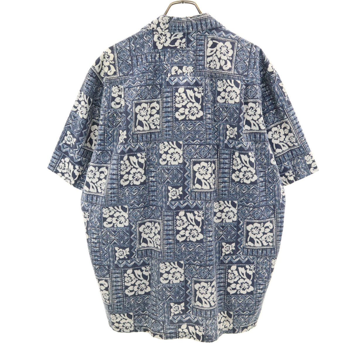 HAWAII 80s 90s USA製 オールド リバースプリント 半袖 アロハシャツ ブルー系 メンズ