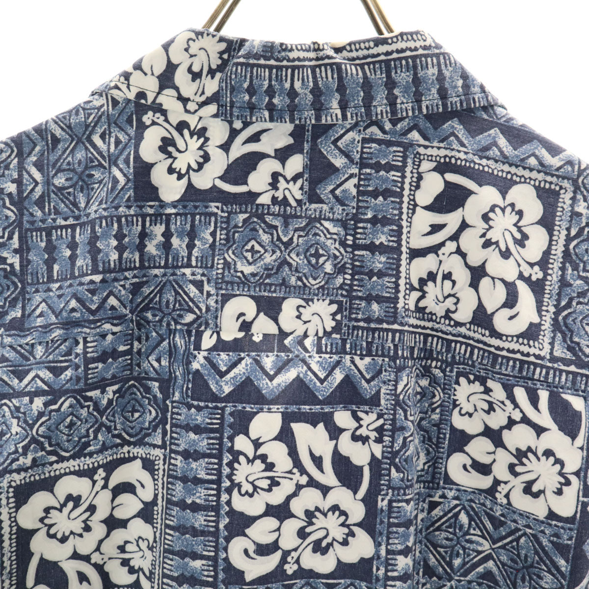 HAWAII 80s 90s USA製 オールド リバースプリント 半袖 アロハシャツ ブルー系 メンズ