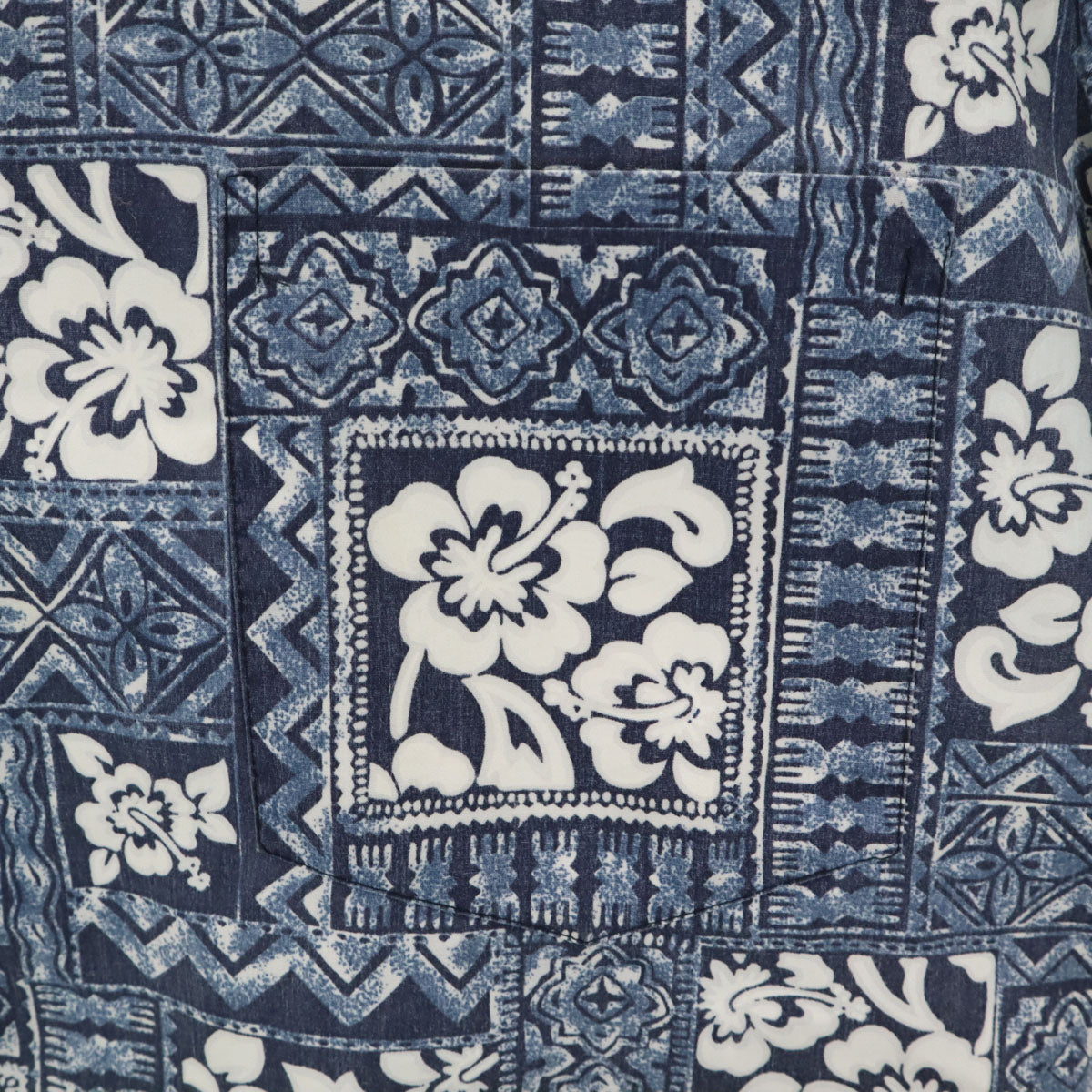 HAWAII 80s 90s USA製 オールド リバースプリント 半袖 アロハシャツ ブルー系 メンズ