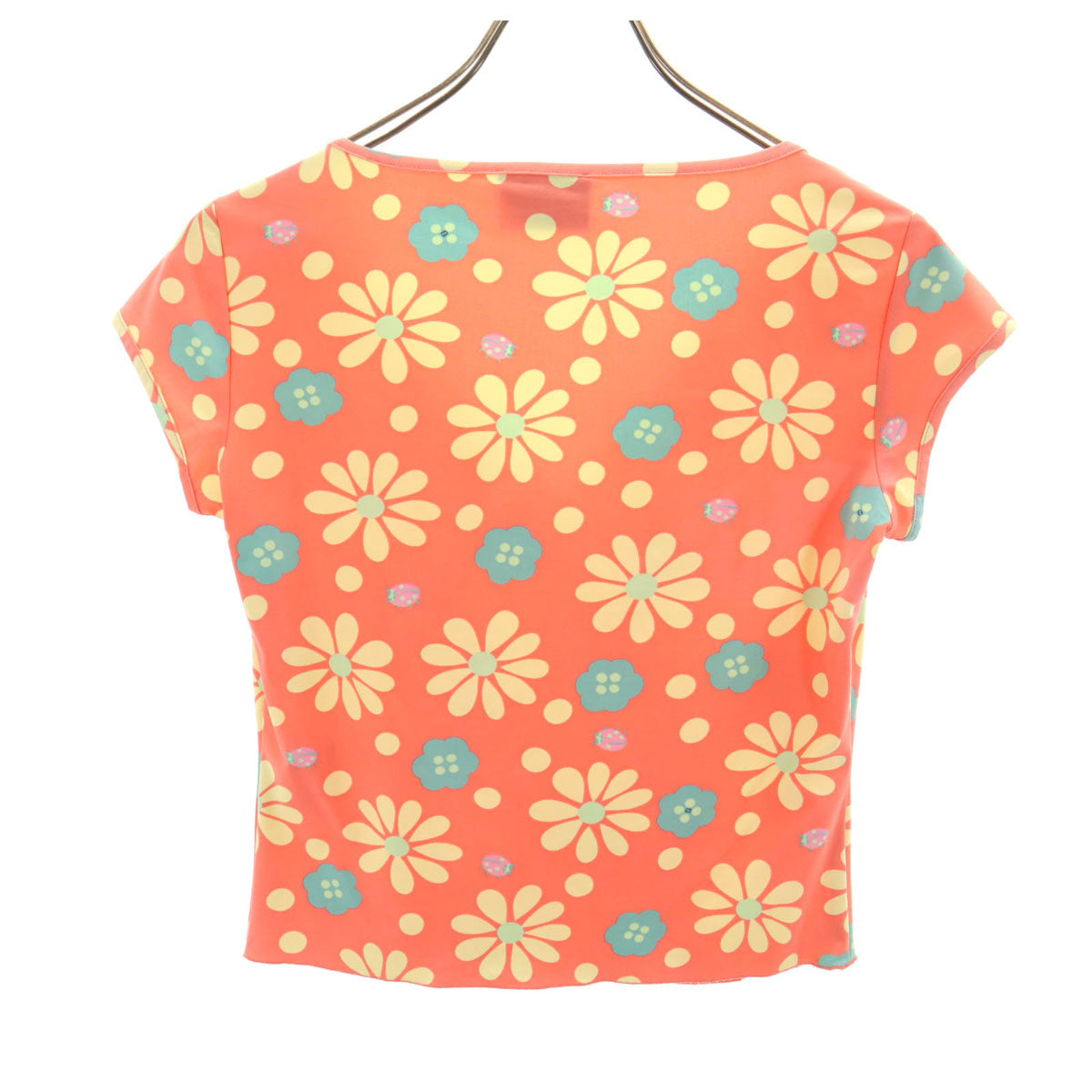 FENDI フェンディ イタリア製 フレンチスリーブ Vネック カットソー 42 オレンジ系 レディース