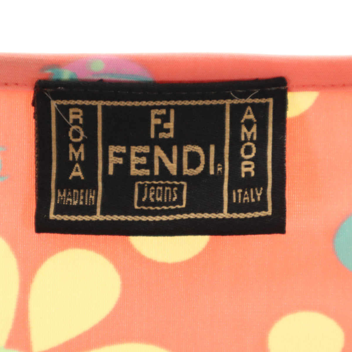 FENDI フェンディ イタリア製 フレンチスリーブ Vネック カットソー 42 オレンジ系 レディース