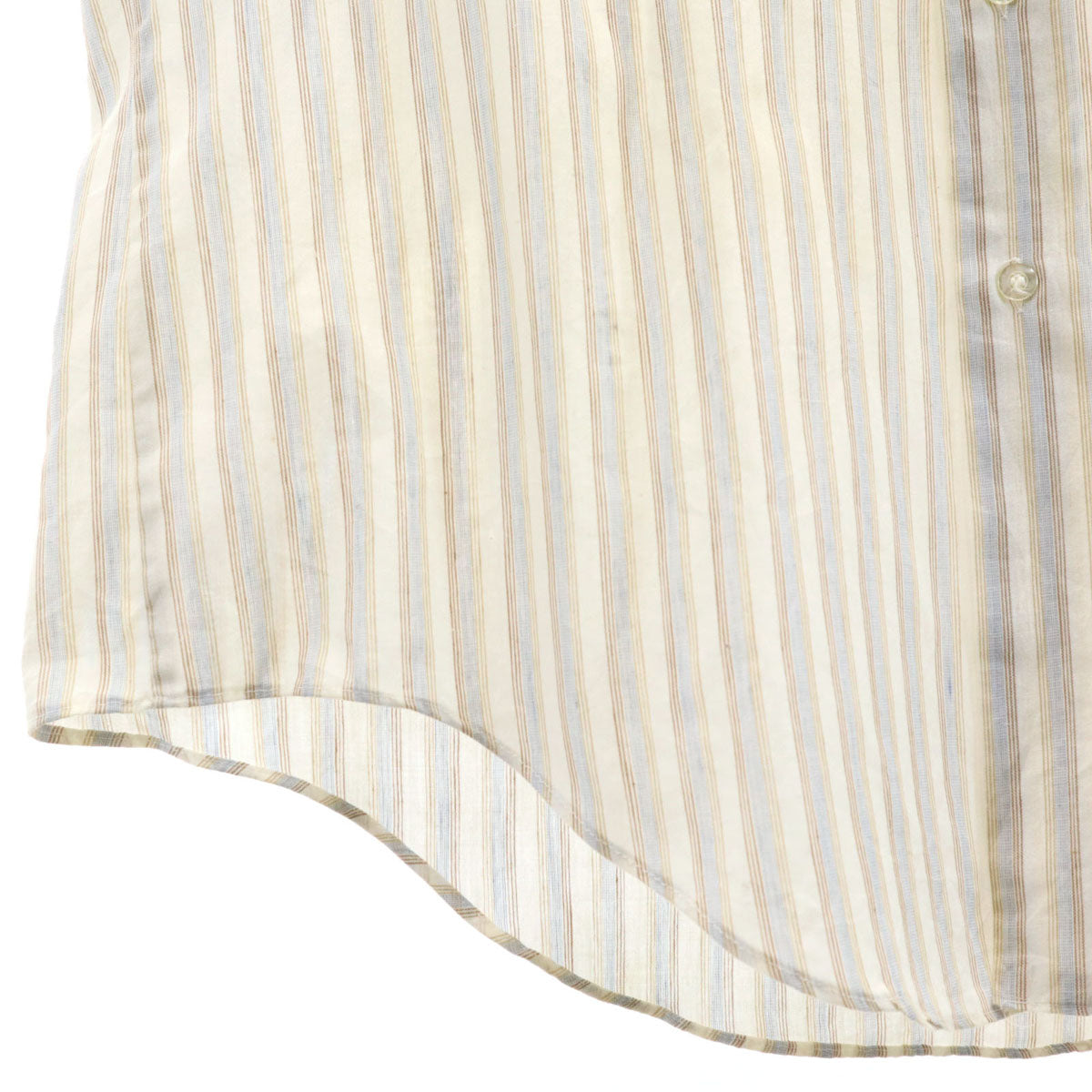 LORD CROMWELL 70s ヴィンテージ ボーダー柄 半袖 シャツ 16 ベージュ系 メンズ