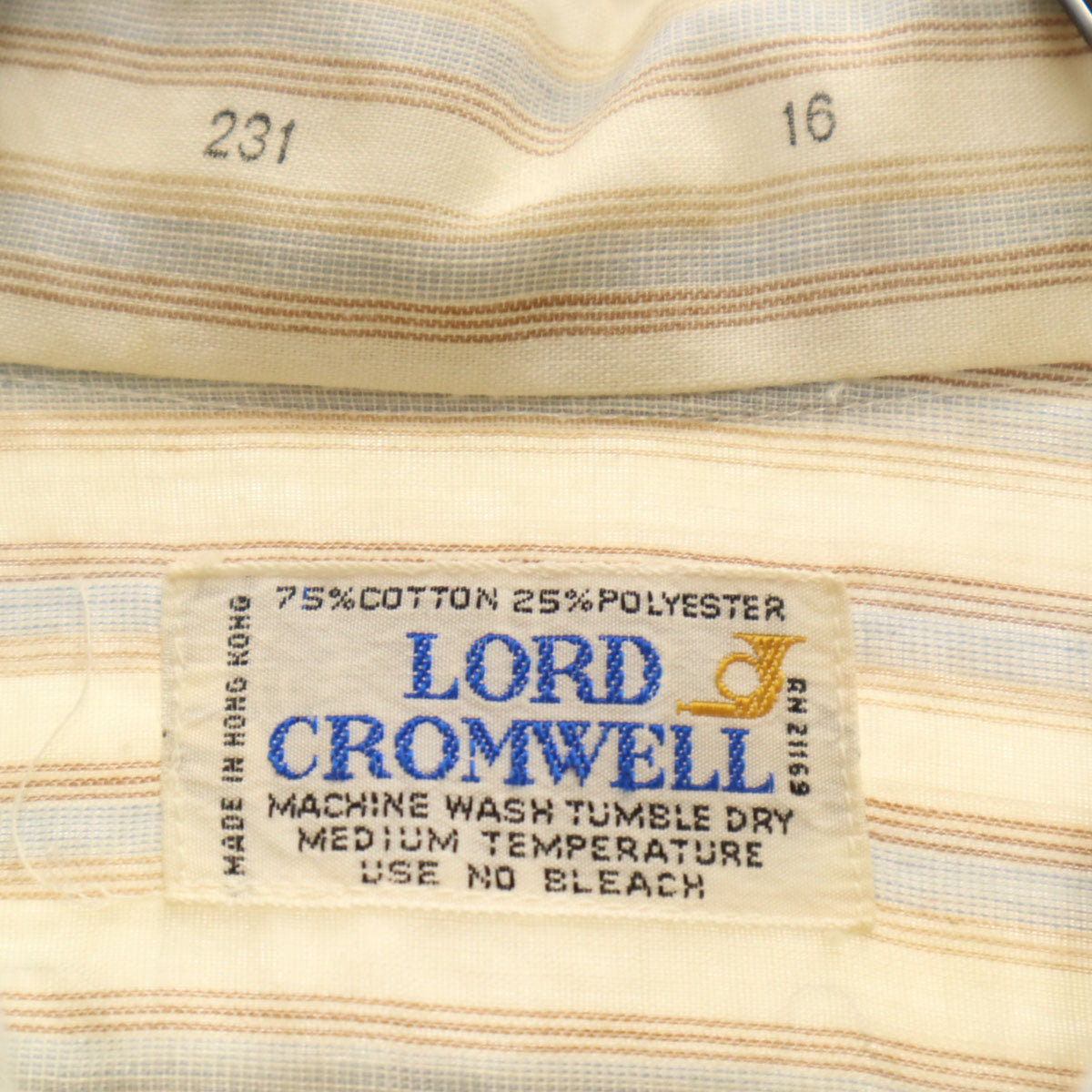 LORD CROMWELL 70s ヴィンテージ ボーダー柄 半袖 シャツ 16 ベージュ系 メンズ