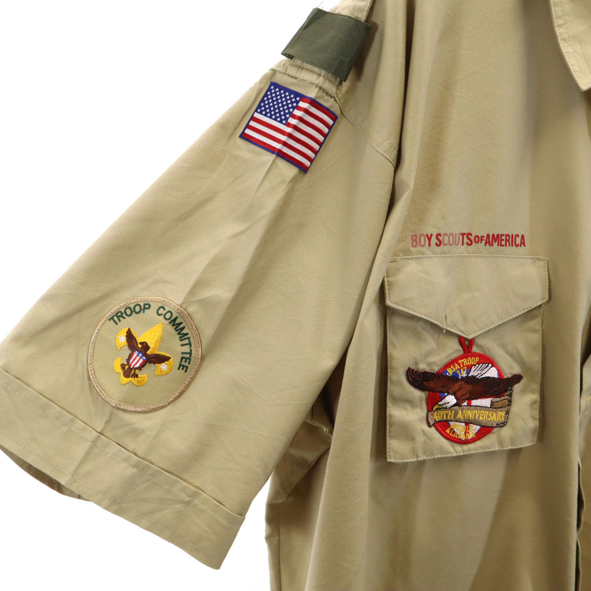 BOY SCOUTS OF AMERICA ボーイスカウト 半袖 ワークシャツ 2XL ベージュ系 ビックサイズ メンズ
