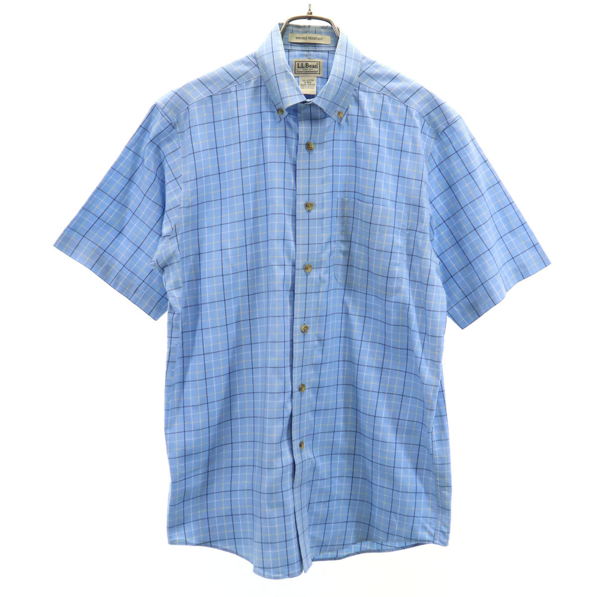 L.L.Bean エルエルビーン チェック柄 半袖 ボタンダウンシャツ S ブルー系 アウトドア メンズ
