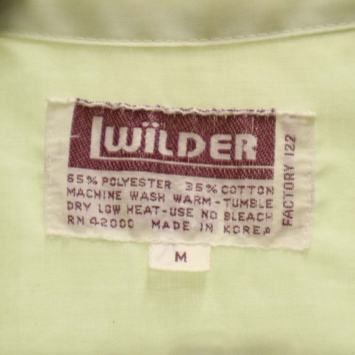 LWILDER 80s ヴィンテージ 半袖 キューバシャツ M ミントグリーン メンズ