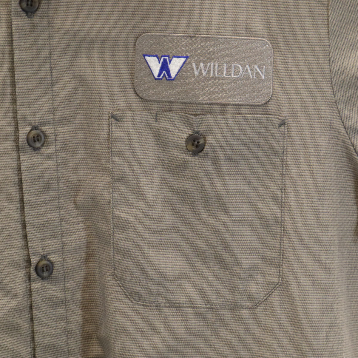 CINTAS シンタス 90s オールド willdan 刺繍 半袖 ワークシャツ L ブラウン系 企業モノ メンズ