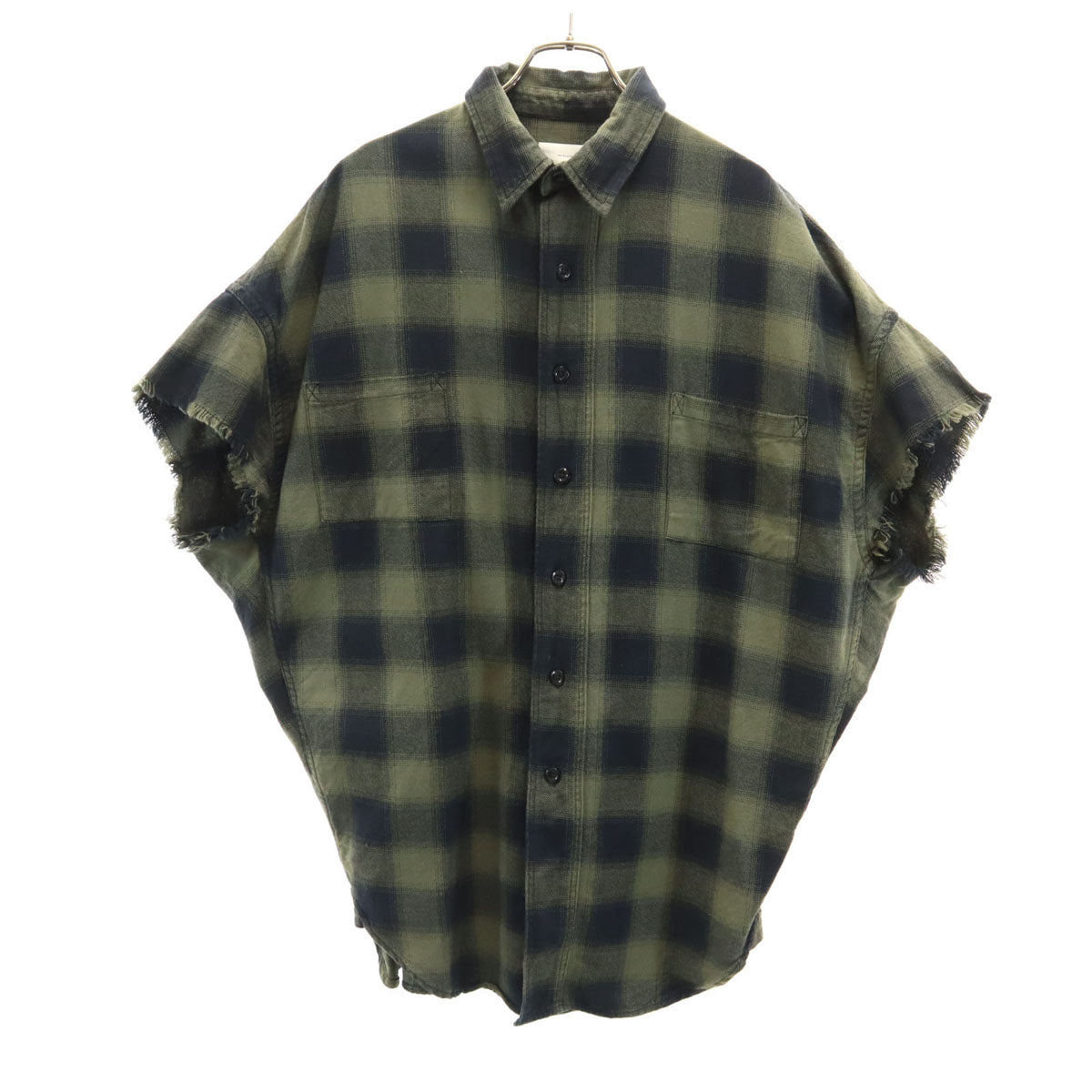 ZARA ザラ チェック柄 半袖 シャツ M カーキ ORIGINAL DENIM 1975 メンズ