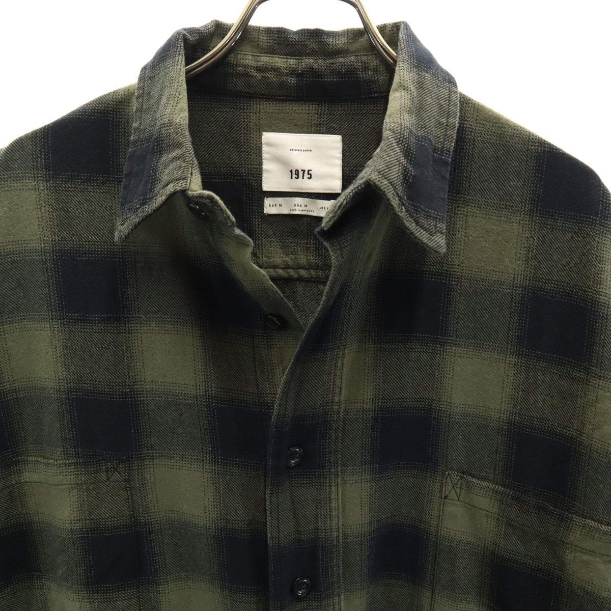 ZARA ザラ チェック柄 半袖 シャツ M カーキ ORIGINAL DENIM 1975 メンズ