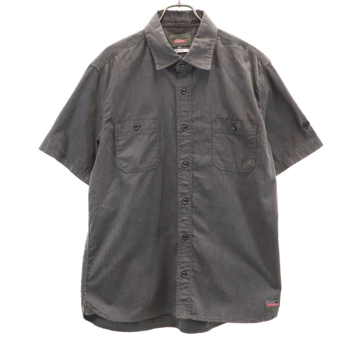 Dickies ディッキーズ 半袖 スリムフィット ワークシャツ XL チャコールグレー メンズ