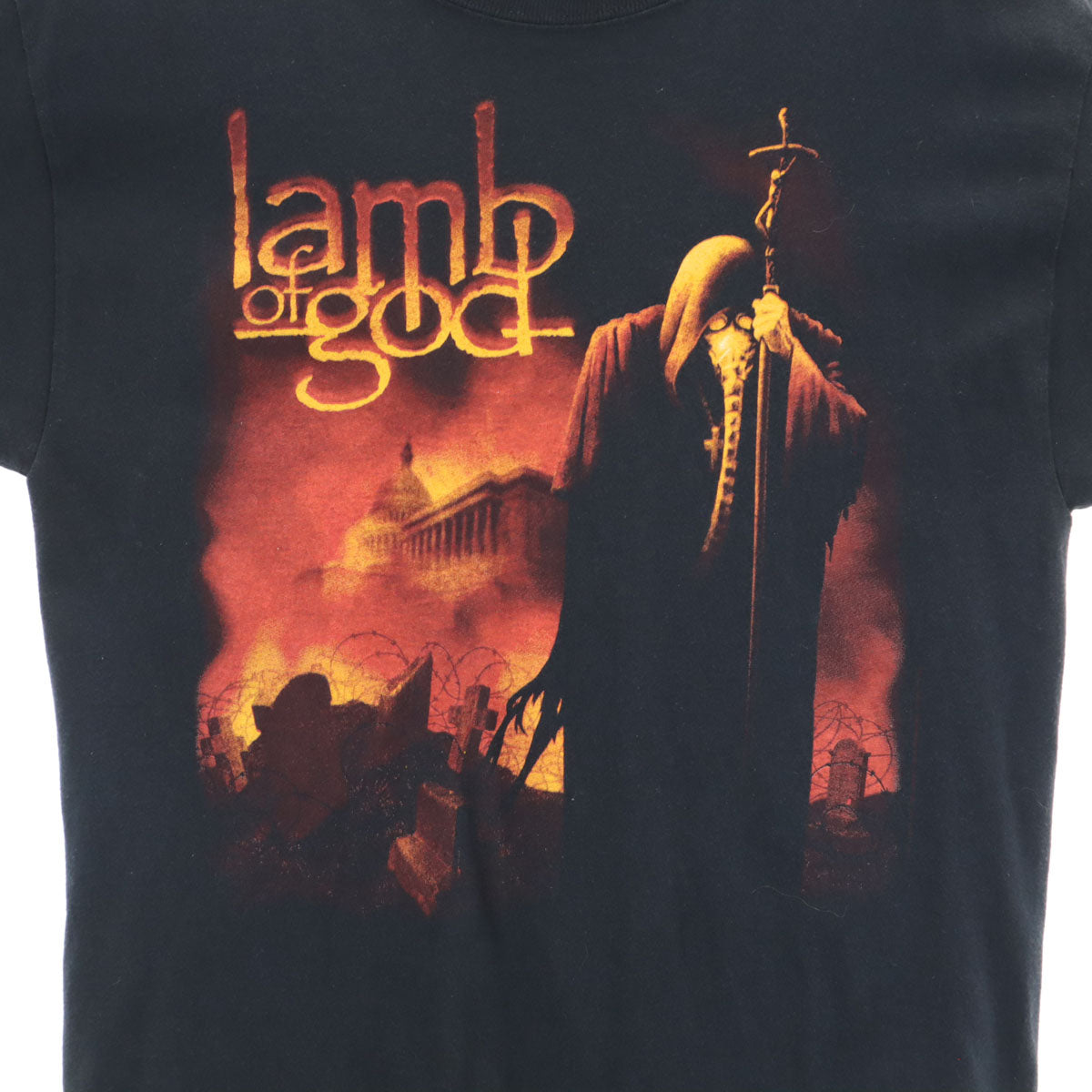 Hanes ヘインズ ラム・オブ・ゴッド 半袖 Tシャツ M ブラック系 ヘヴィメタルバンド Lamb of God メンズ