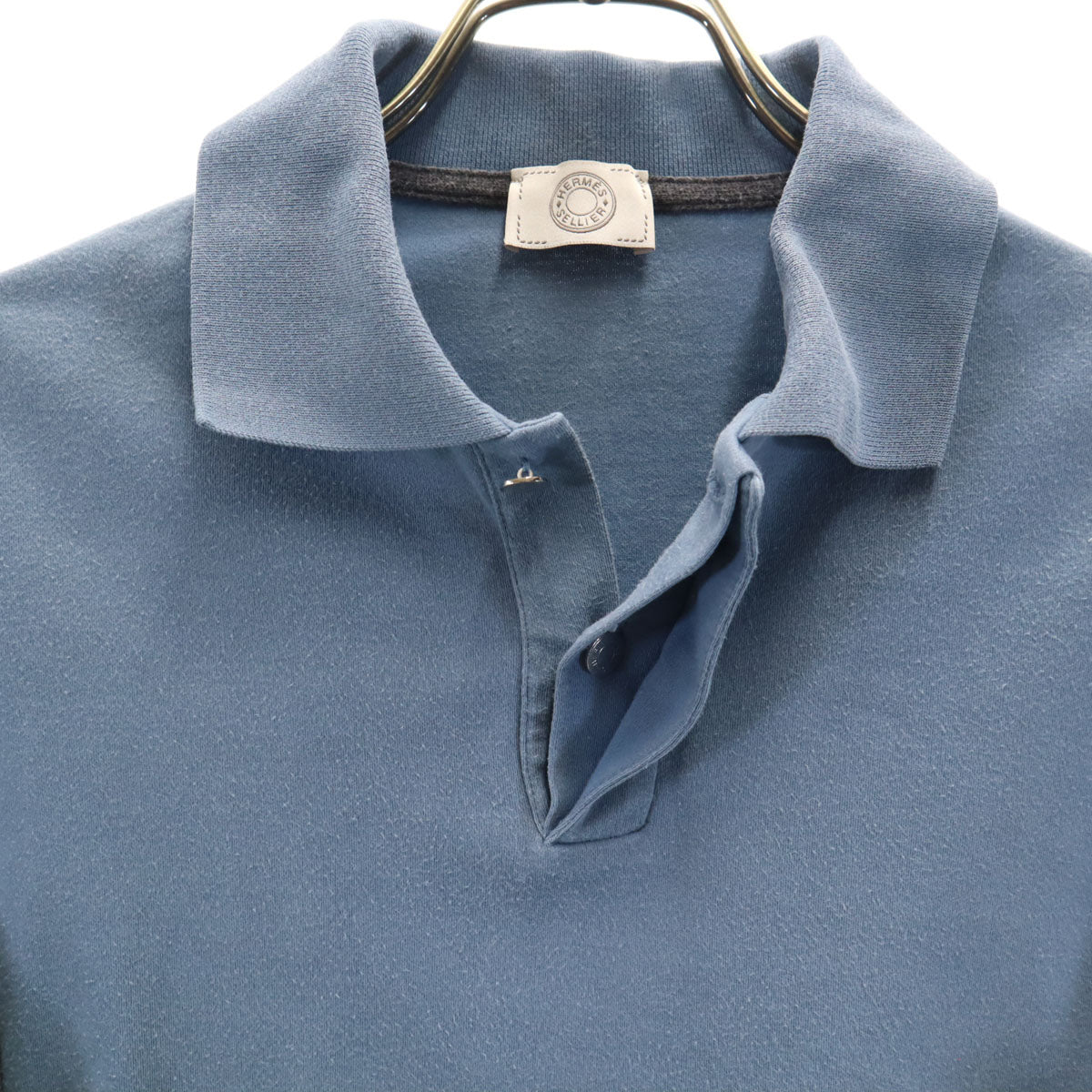 HERMES エルメス イタリア製 半袖 ポロシャツ S チャコールグレー メンズ